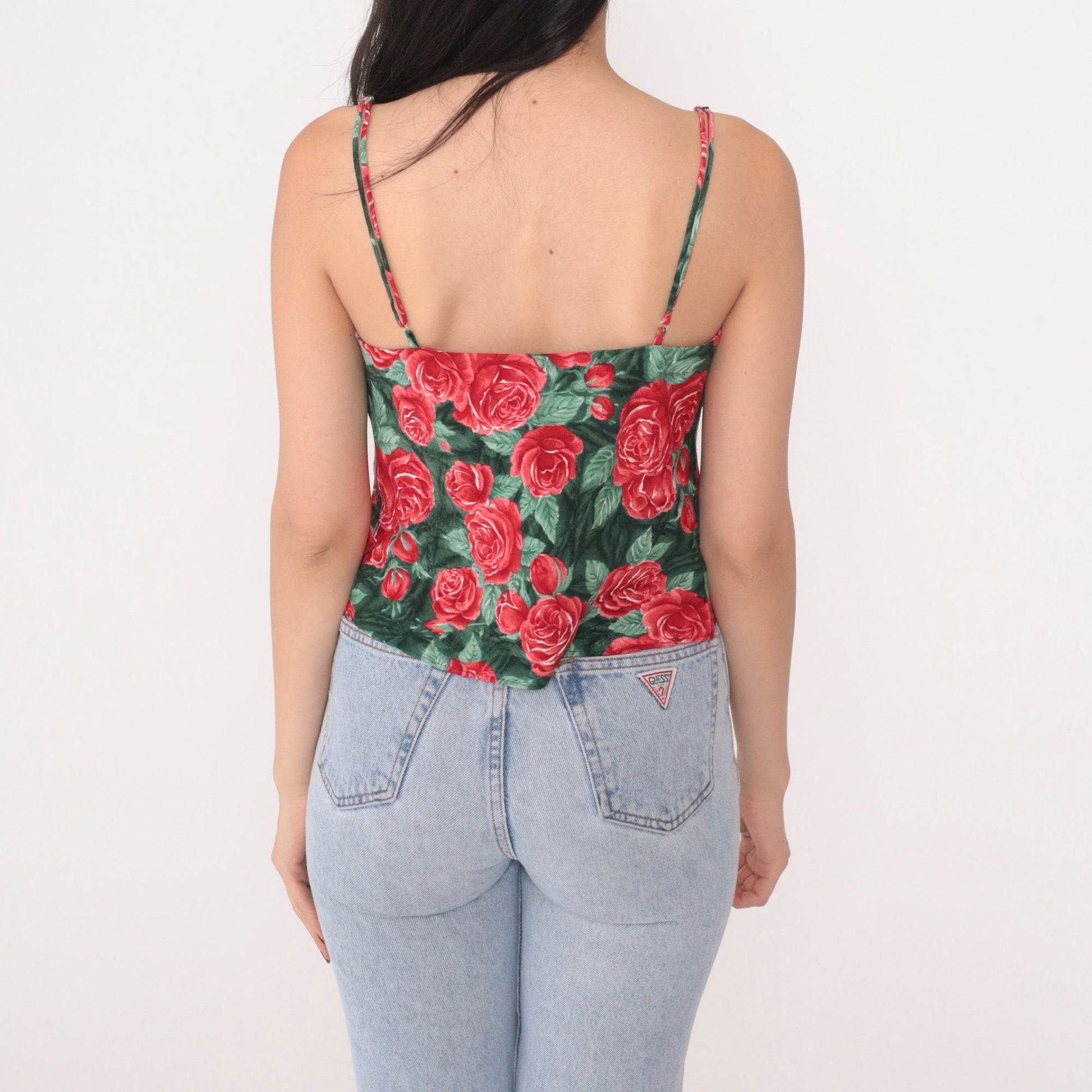 90s Victoria's Secret Floral Camisole Lace Trim Button-Up Small S