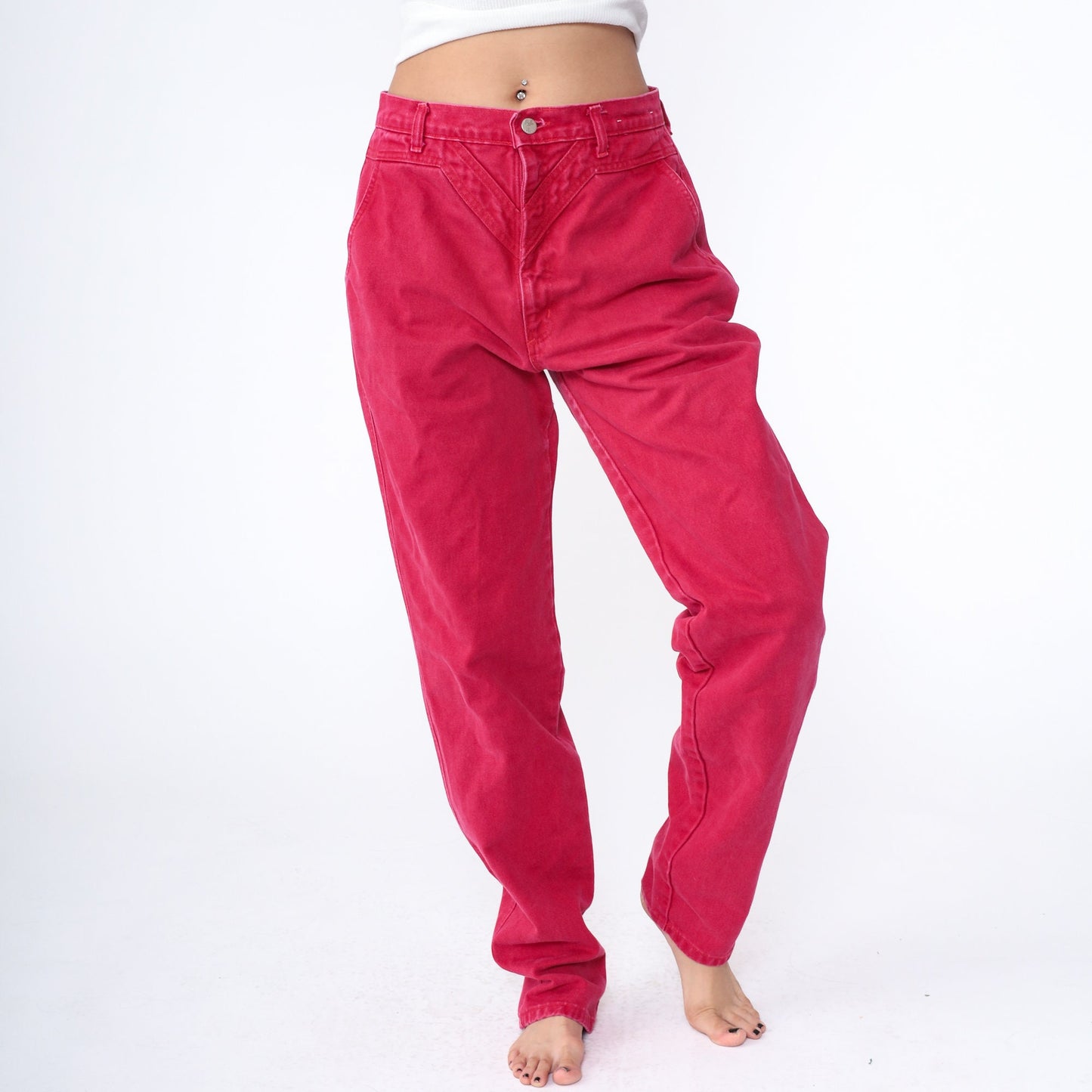 90s Panhandle Slim Red Denim High Waisted Yoke Jeans Tapered Leg Extra Large