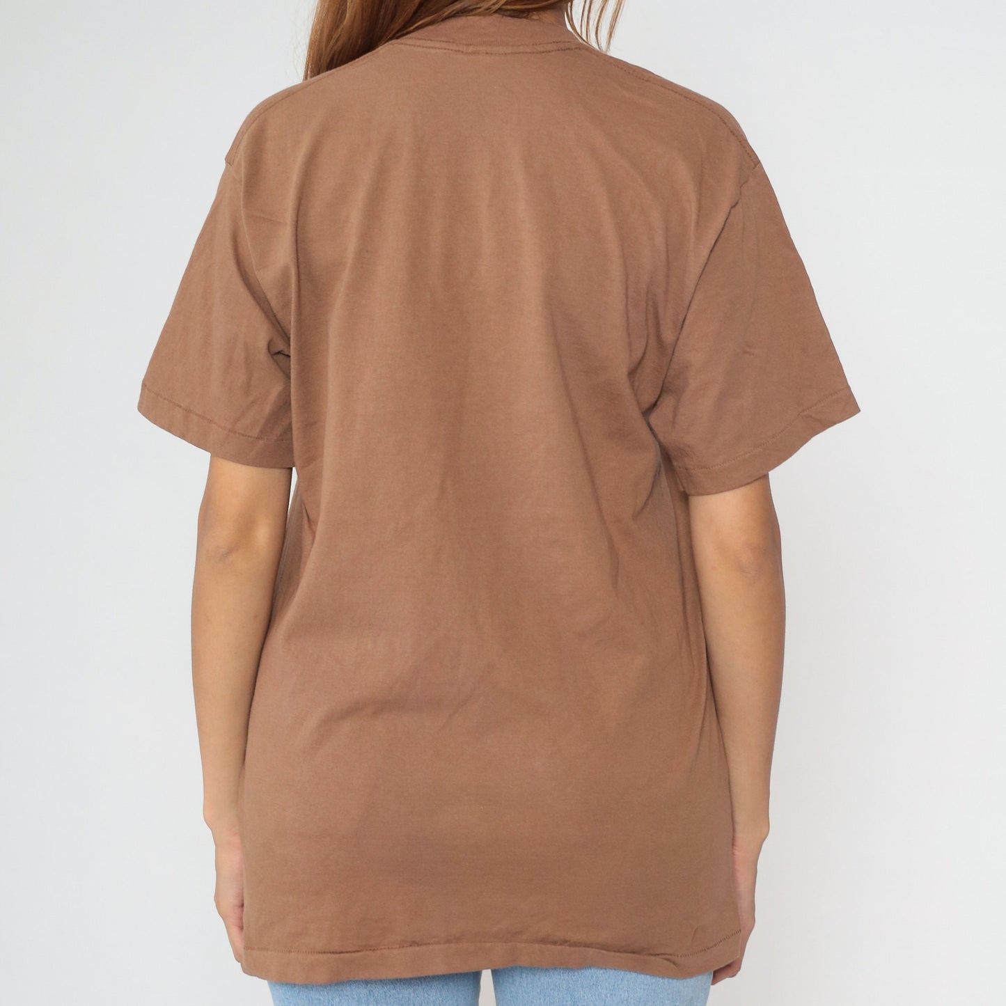 90s BVD Plain Brown Cotton T-Shirt Crewneck Single Stitch Medium