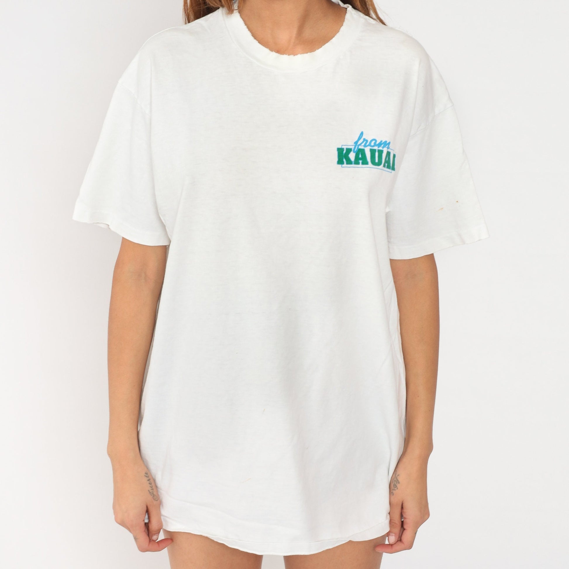 90s Kauai Hawaii Windsurfing Graphic T-Shirt White Cotton Hanes Extra Large XXL