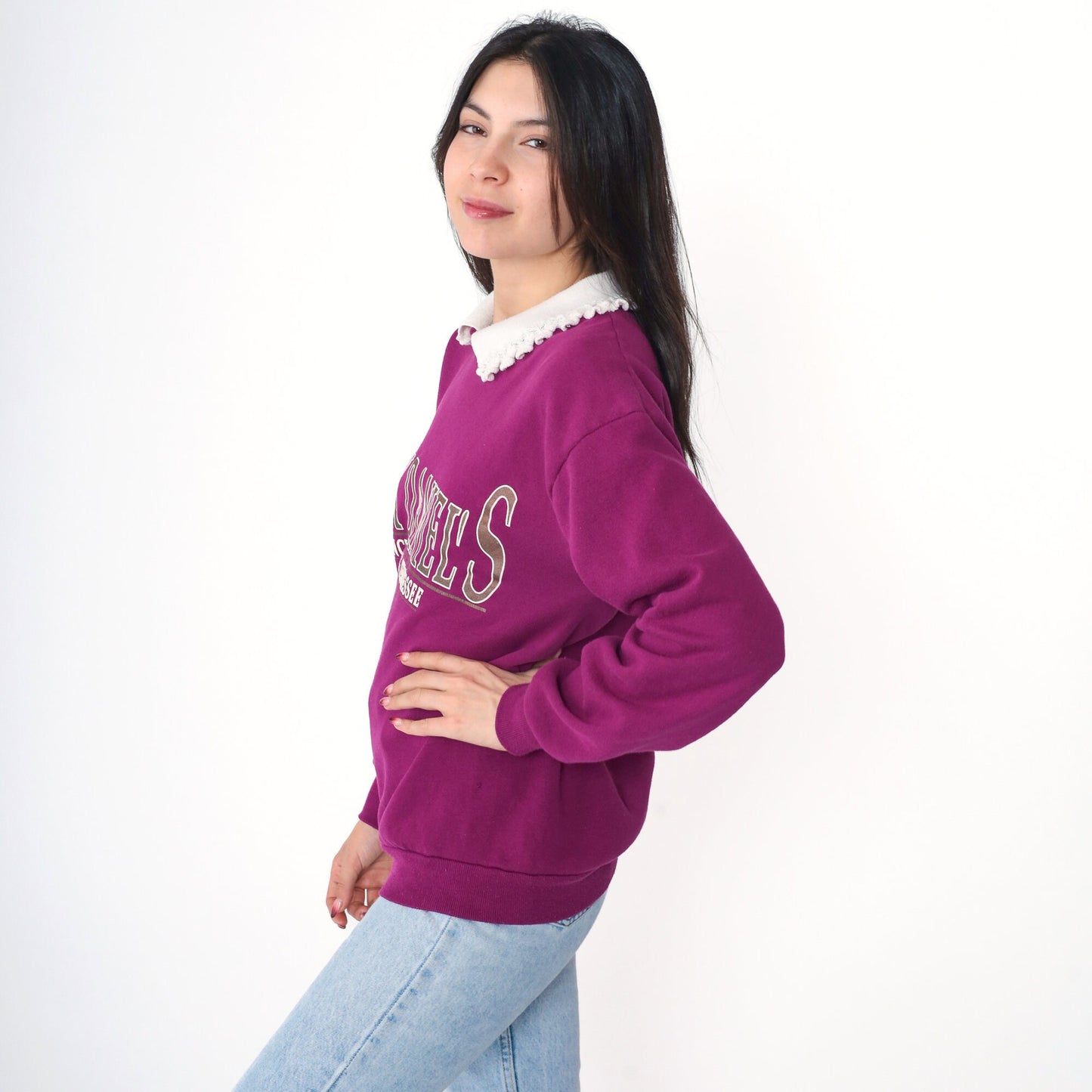 90s Jack Daniel's Lynchburg Tennessee Collared Sweatshirt Purple Medium M