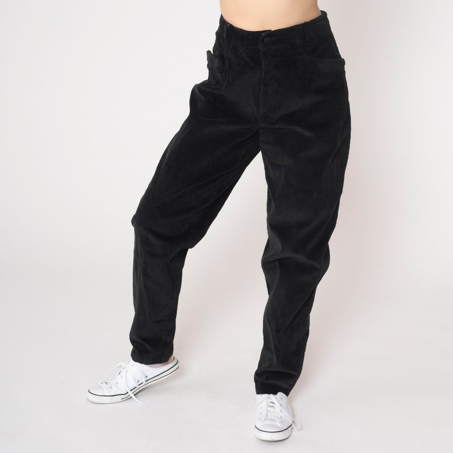 90s Liz Claiborne Black Corduroy Pants High Waist Tapered Small