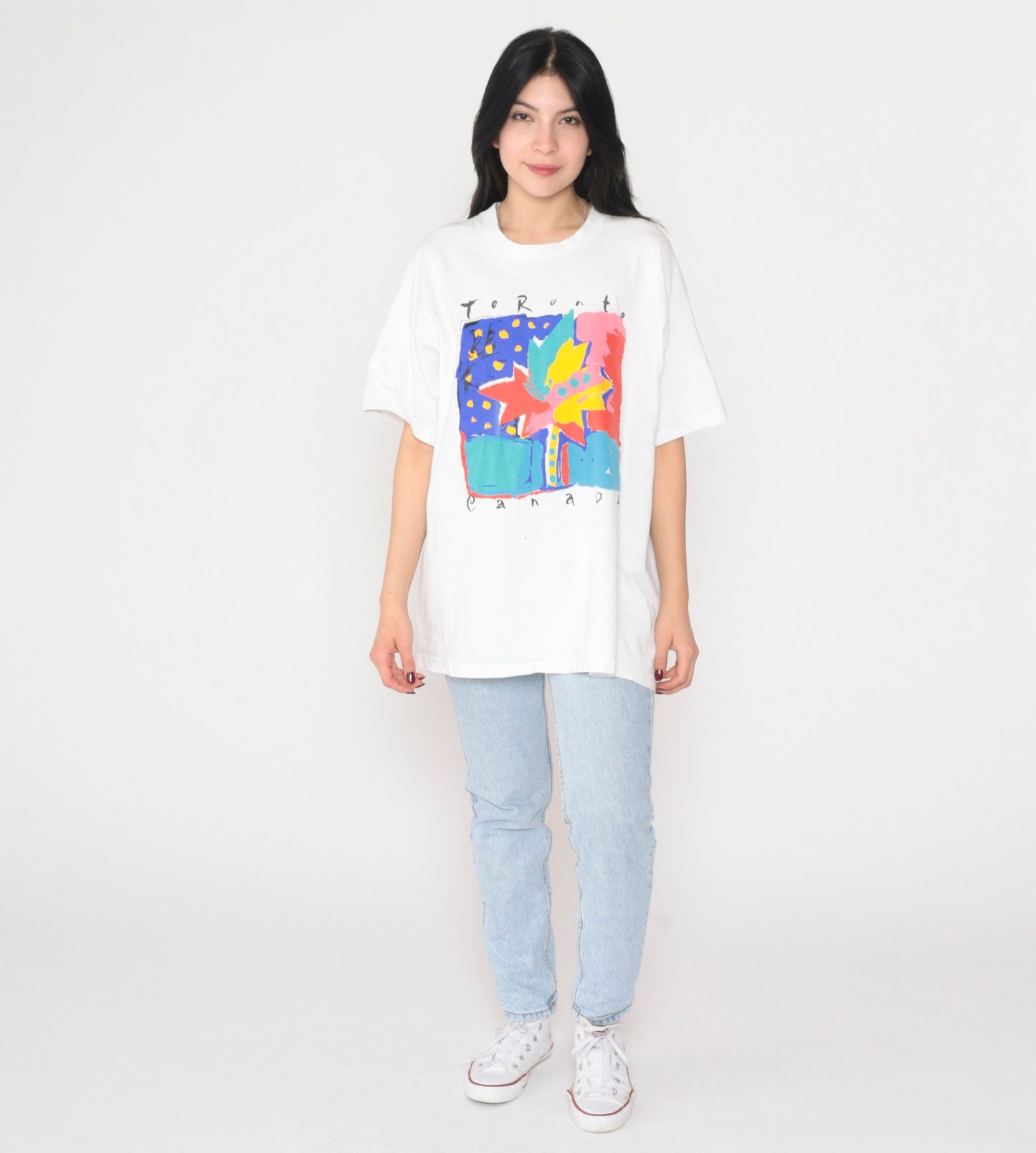 90s Toronto Canada Maple Leaf Graphic T-Shirt White Single Stitch Extra Large