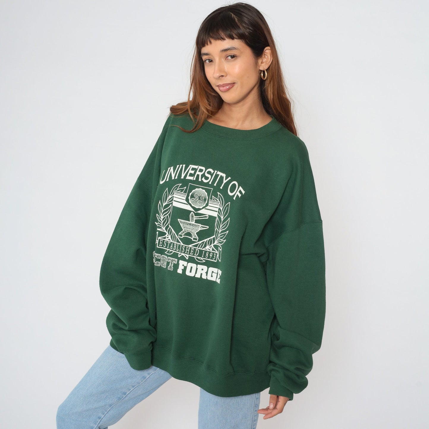 90s University of Scot Forge Metalsmith Sweatshirt Green Graphic Crewneck XXL