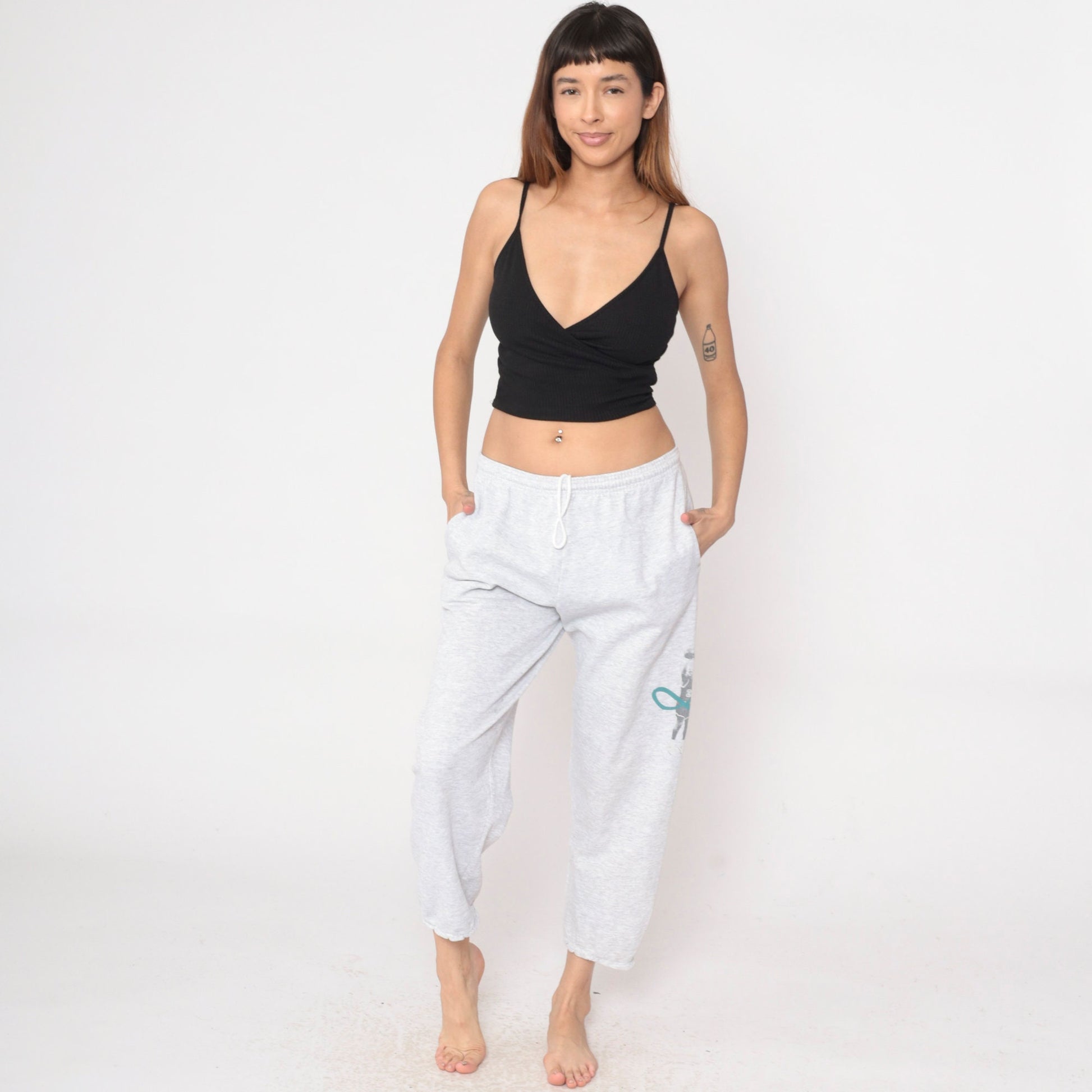 90s Nike Michael Jordan Sweatpants Grey Graphic Warmup Medium