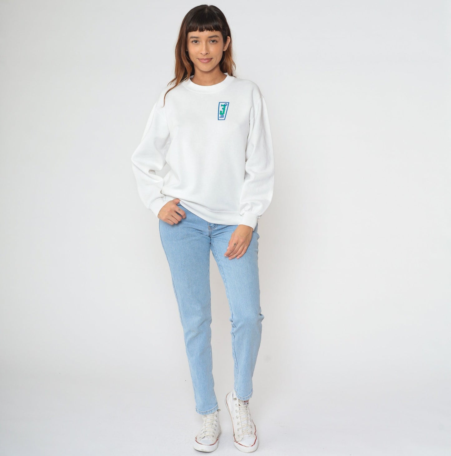 90s Third Degree Volleyball Sweatshirt Neon Graphic Jerzees Pullover White Medium