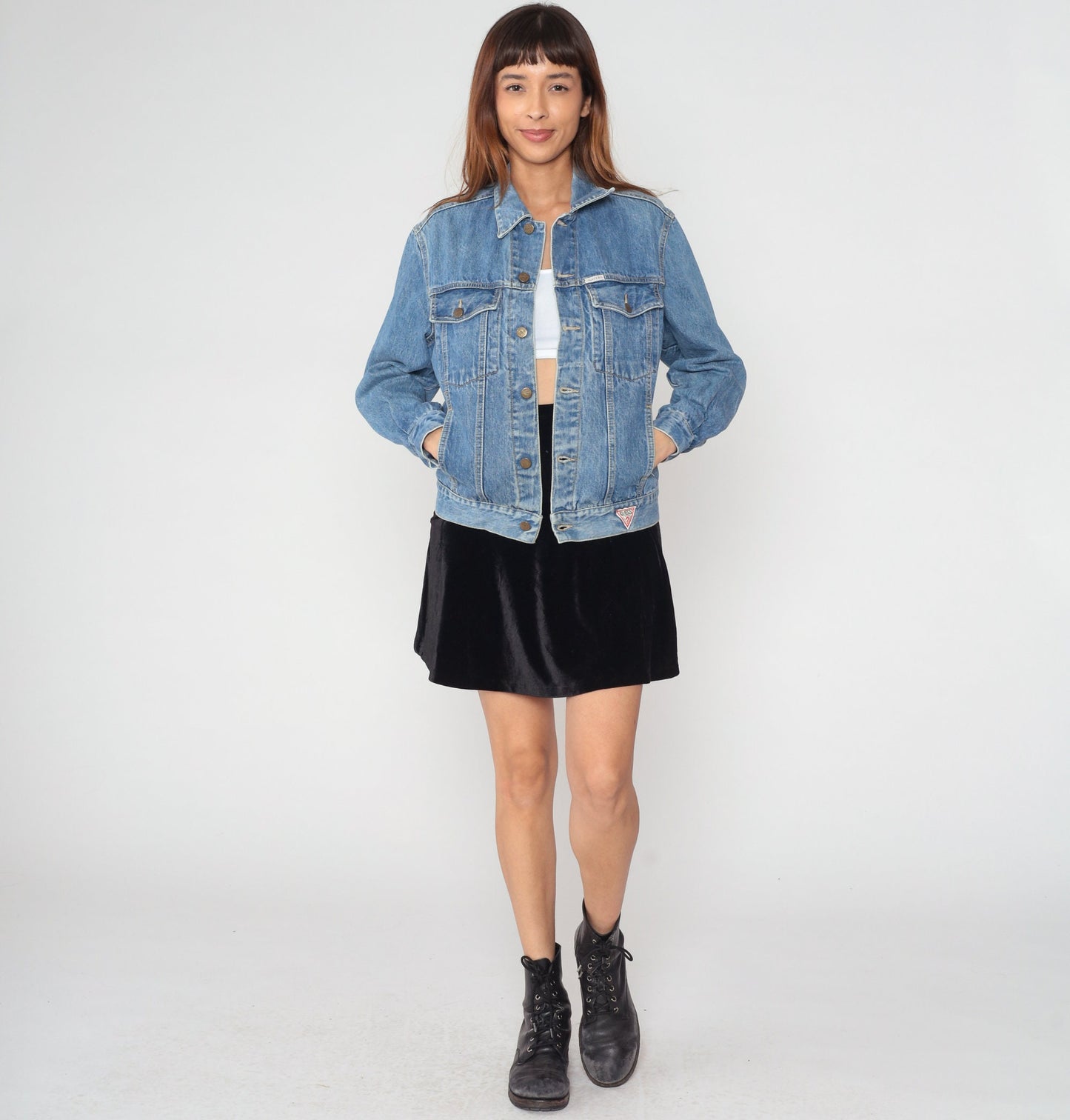 90s Guess Georges Marciano Denim Jacket Blue Button-Up Small S