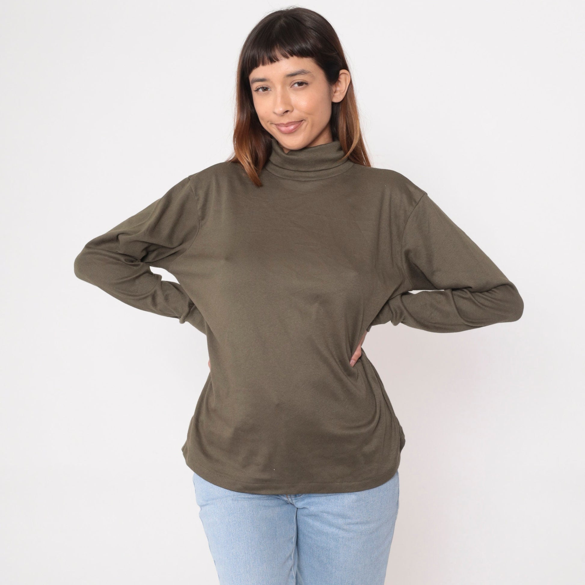 90s Bobbie Brooks Brown Turtleneck Long Sleeve Shirt Large L