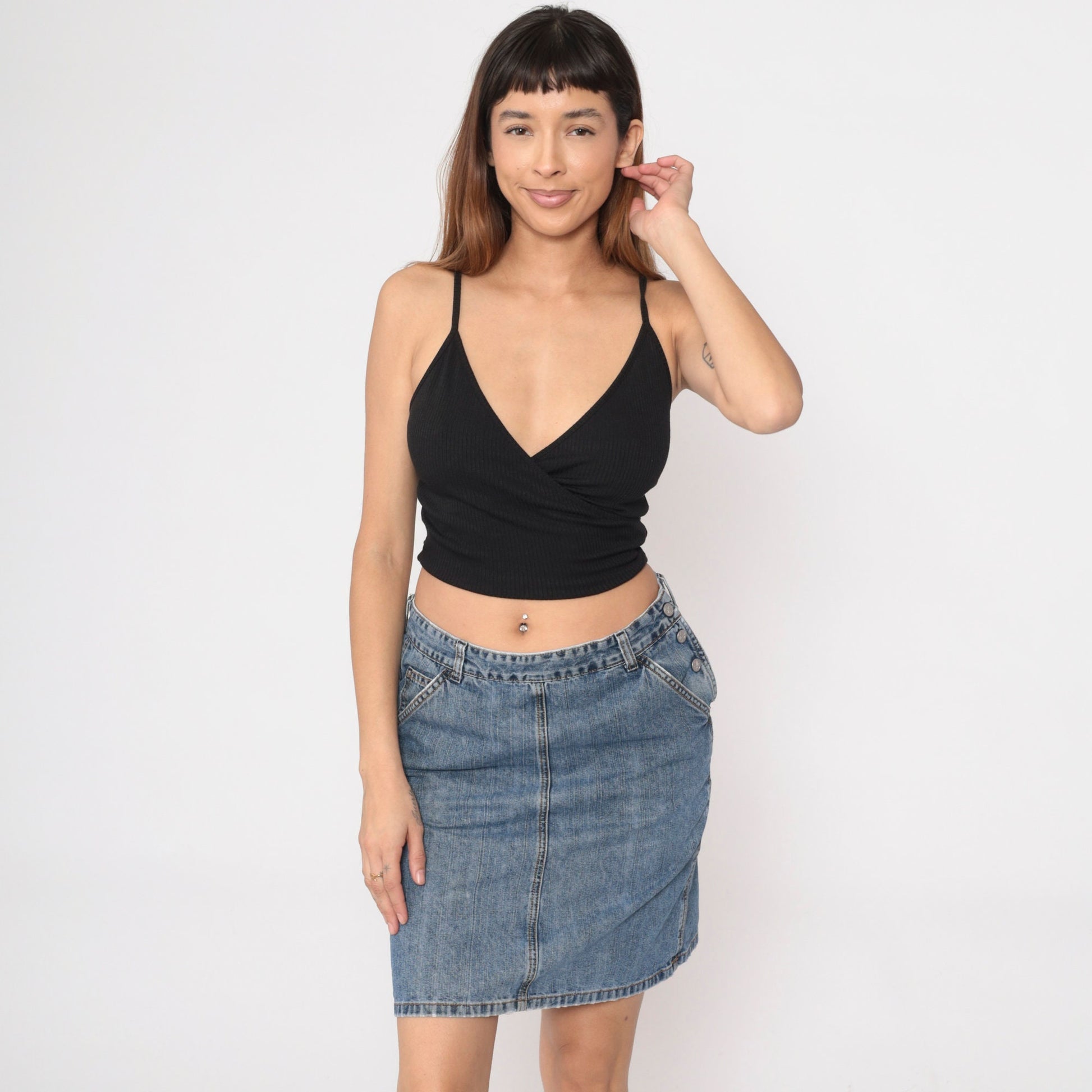 Calvin Klein Y2K Denim Mini Skirt Blue High Waist Pencil Medium 8