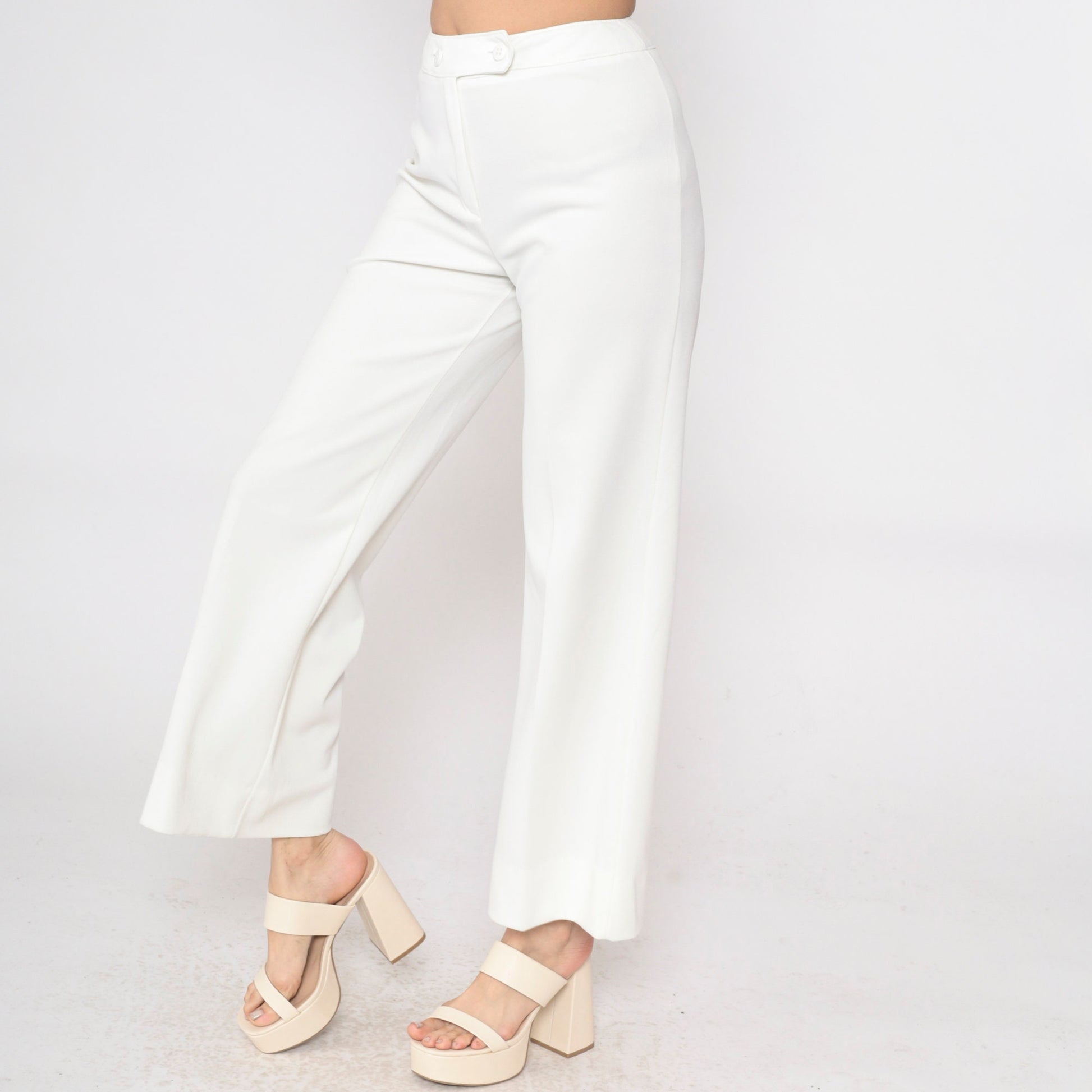 70s Catalina White Bell Bottom Pants High Waist Flare Small
