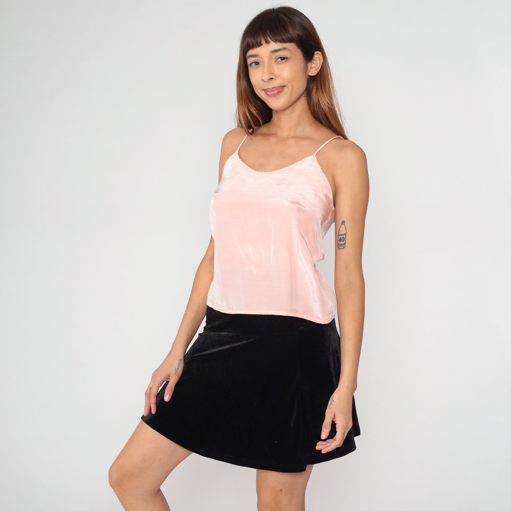 Vintage Pink Acetate Rayon Camisole Scoop Neck Tank Top Medium M