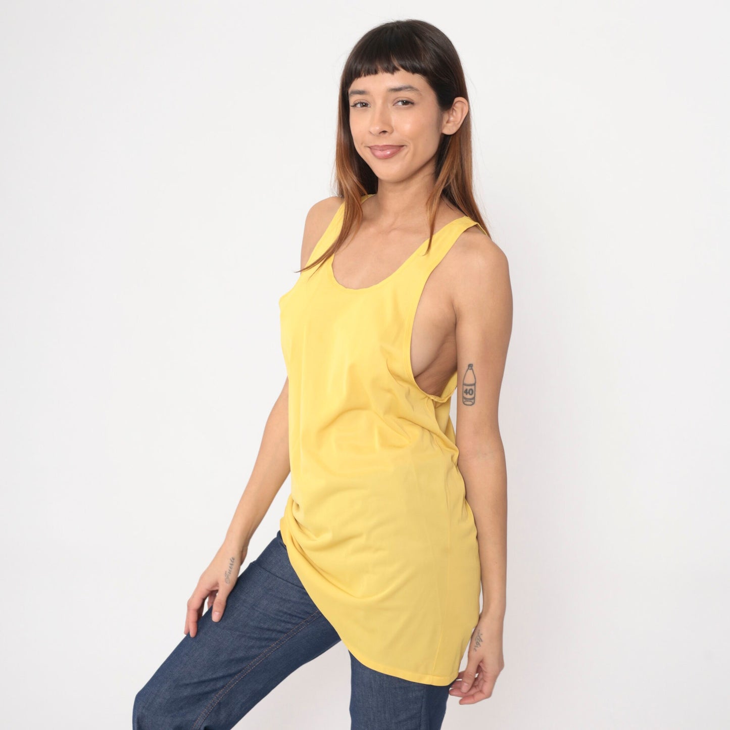 80s Munsingwear Yellow Tank Top Single Stitch Low Armhole Medium