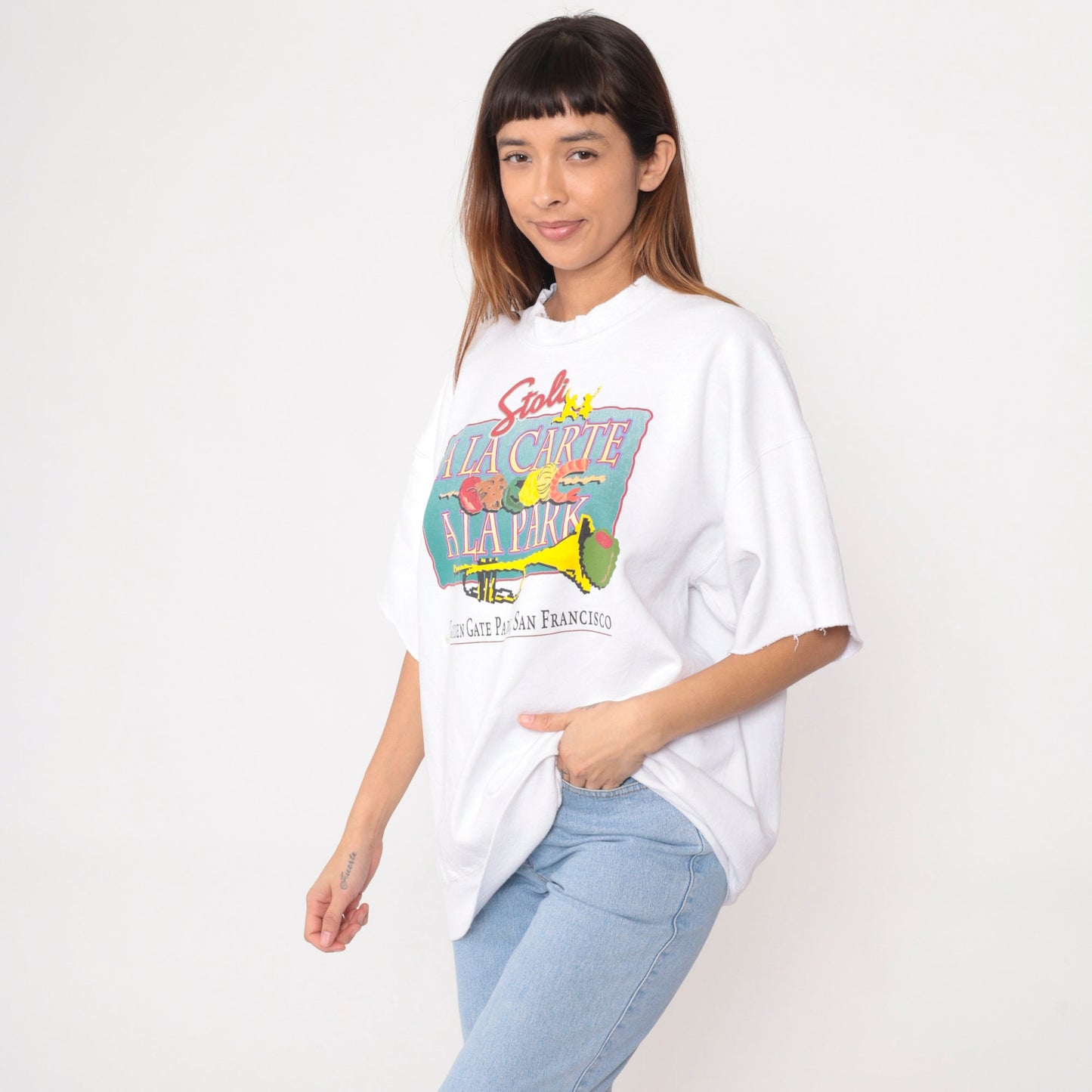 90s Stoli a la Carte San Francisco Festival Sweatshirt White Cutoff XXL