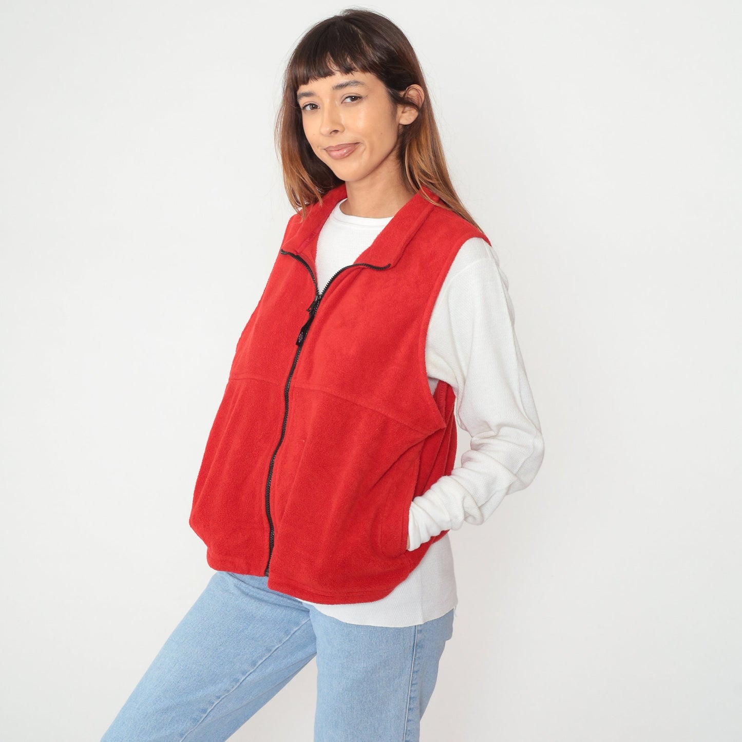 90s Red Fleece Zip Vest Alpine Tek Sleeveless Extra Large XXL