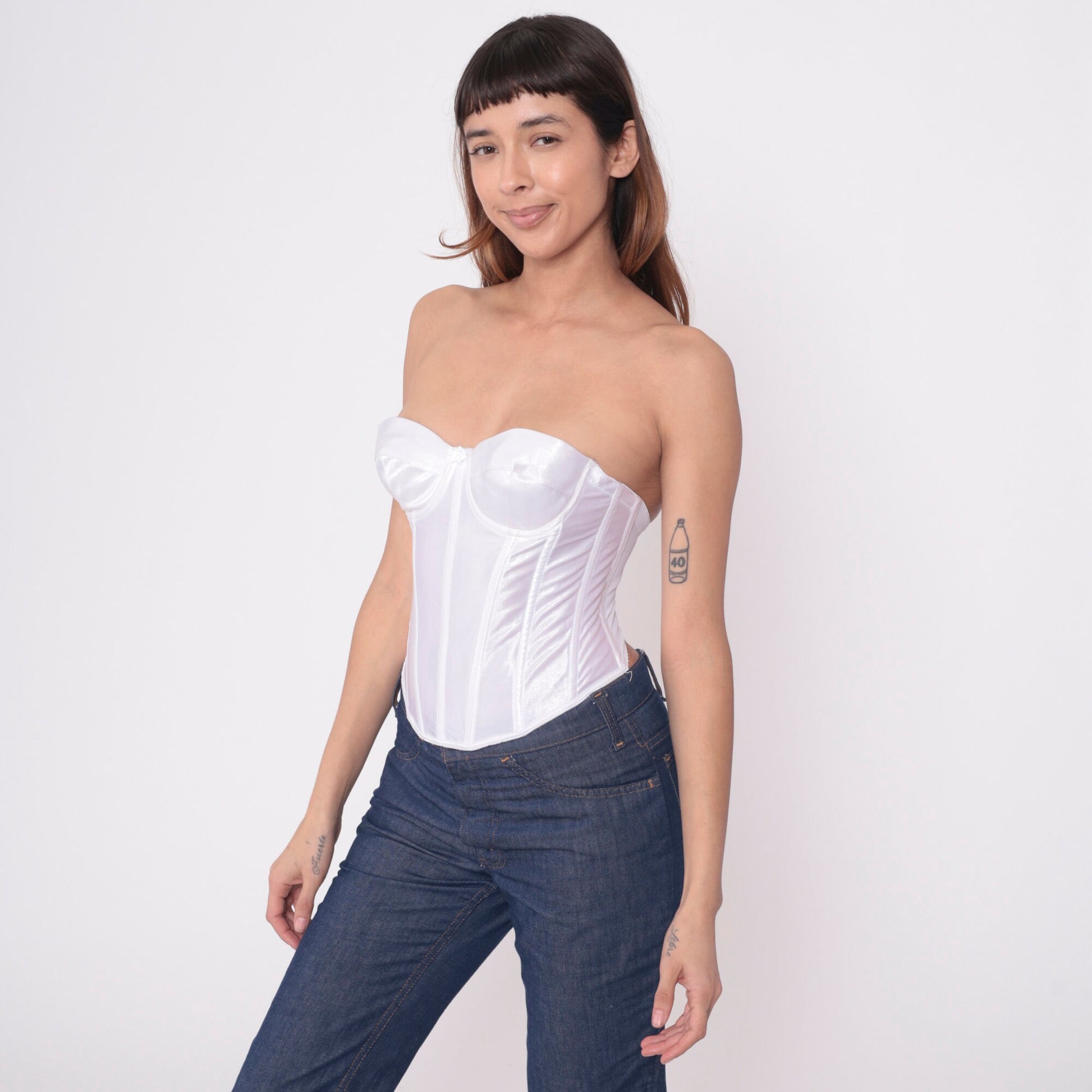90s Fredericks of Hollywood White Bustier Strapless Corset Top 34B
