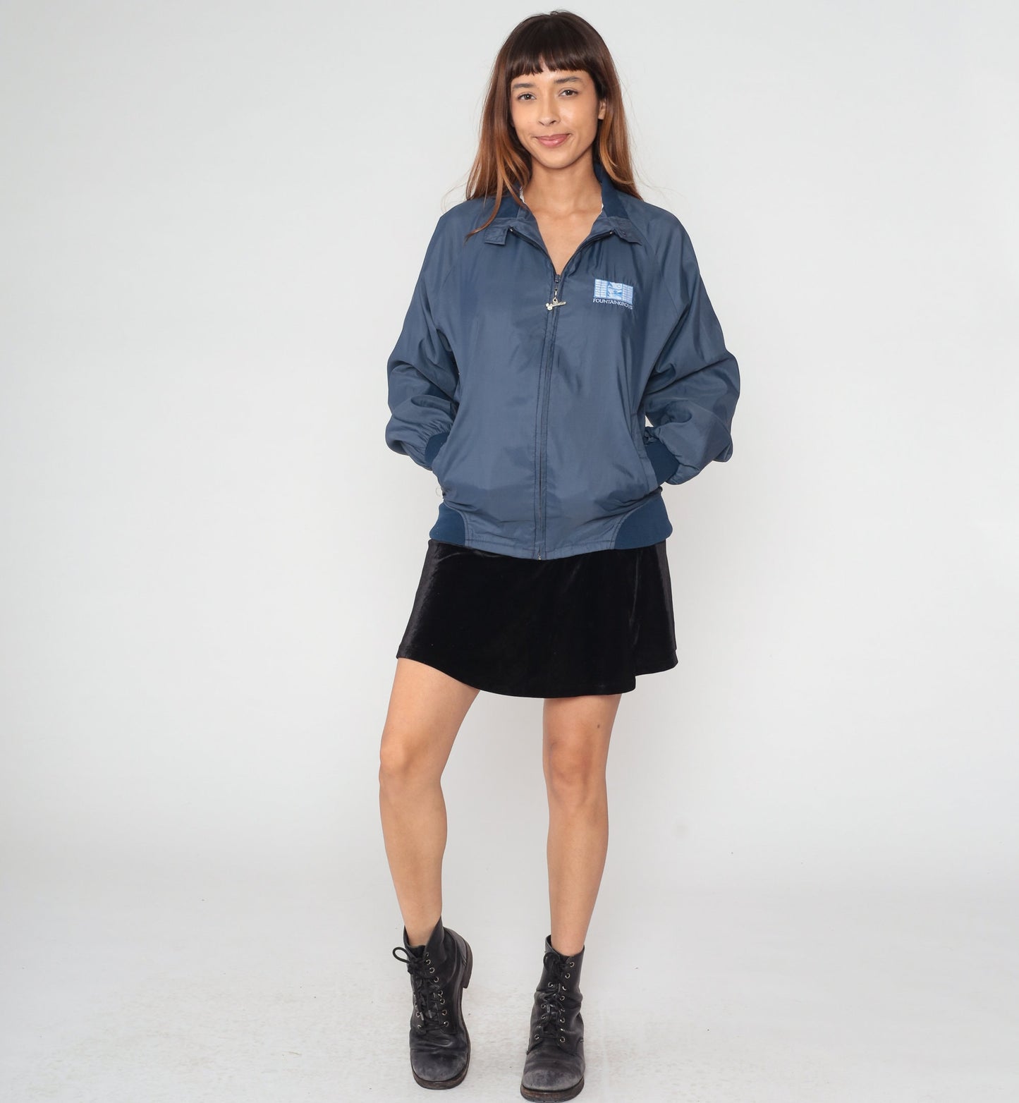 90s Fountaingrove Navy Windbreaker Jacket Duckster Zip Small