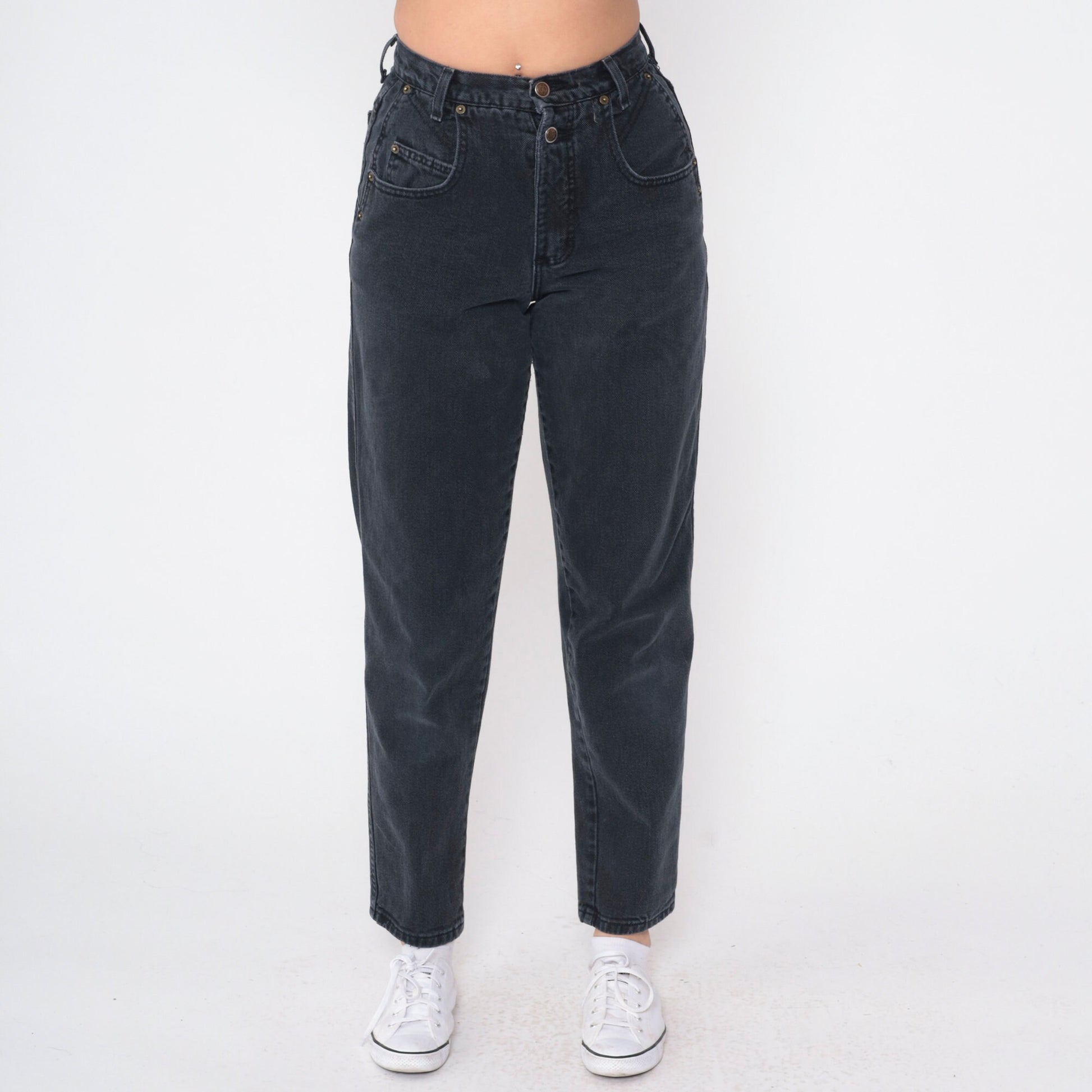 90s Zena High Rise Mom Jeans Faded Black Denim Small