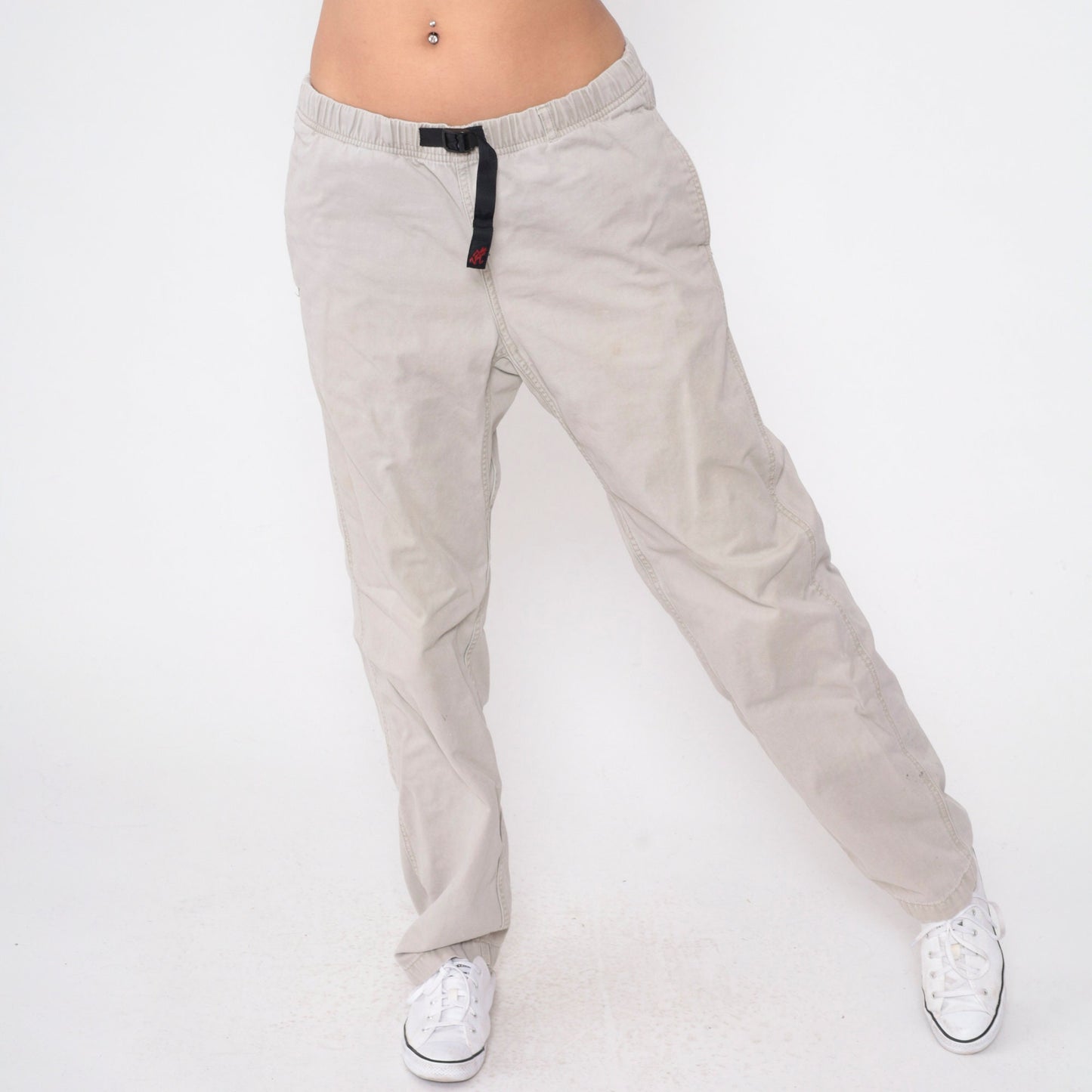 90s Gramicci Stone Grey Cotton Climbing Pants Drawstring Waist Medium