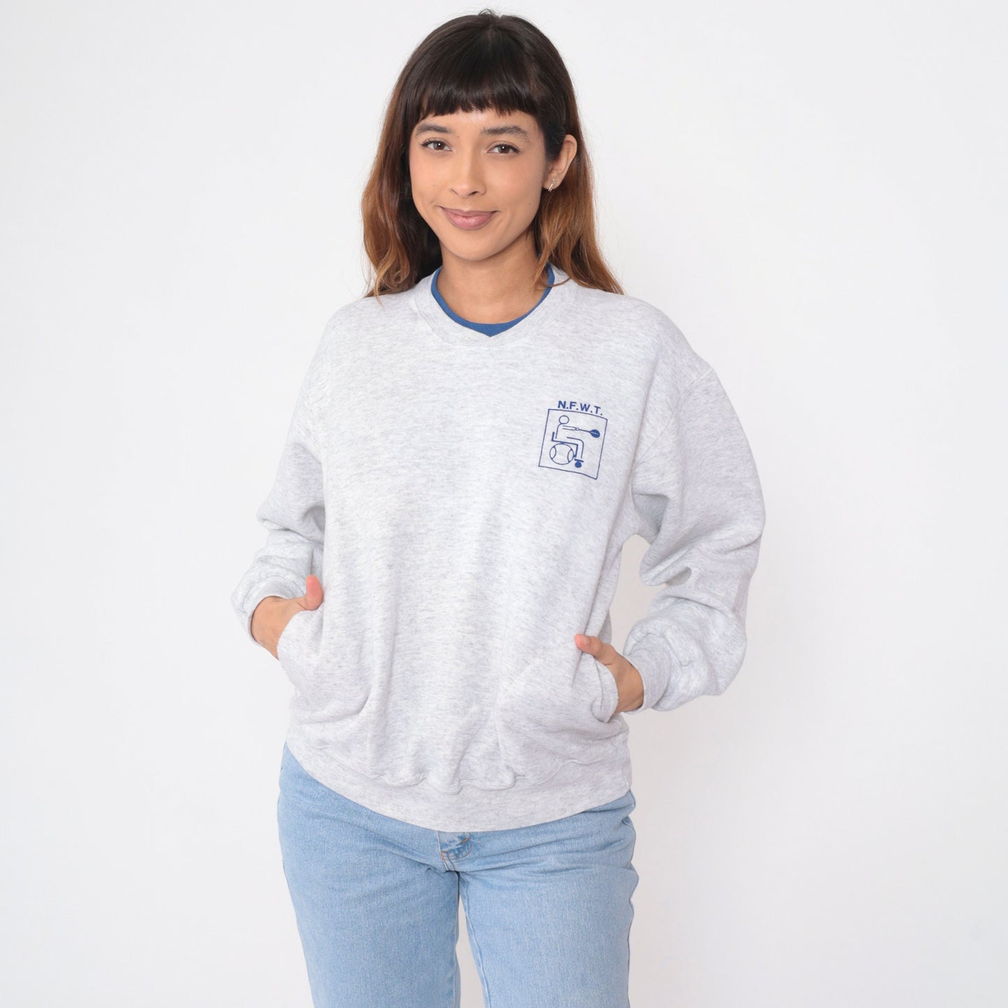 90s National Foundation for Wheelchair Tennis Sweatshirt Chariot Champions Heather Grey Large