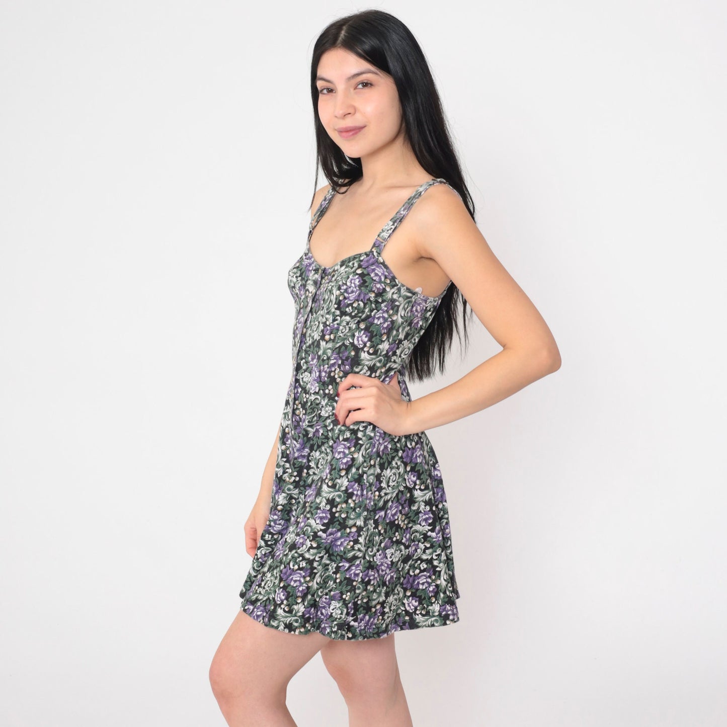 90s Energie Floral Corset Romper Sleeveless Wide Leg Cotton Medium