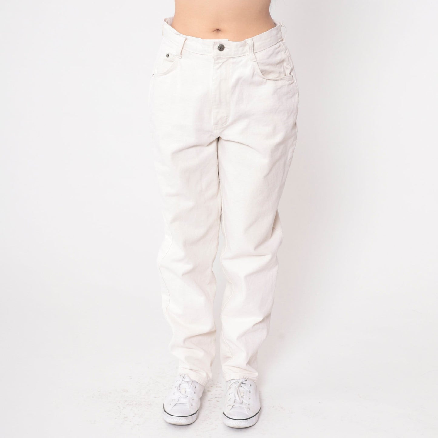 90s Bonjour White Tapered Mom Jeans High Waist Denim Medium