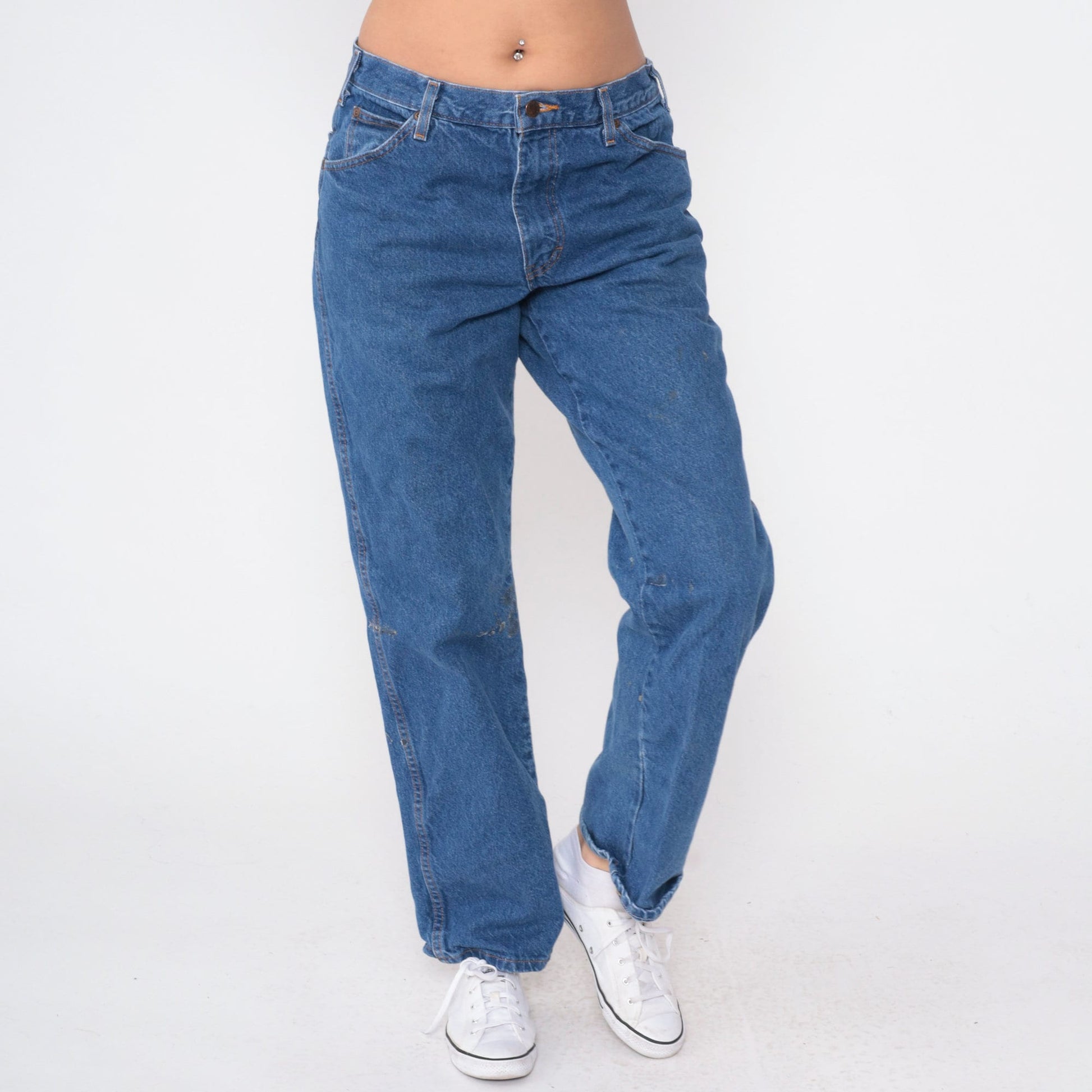 Y2K Dickies Jeans 34x32 High Rise Relaxed Straight Leg Blue Denim Men's