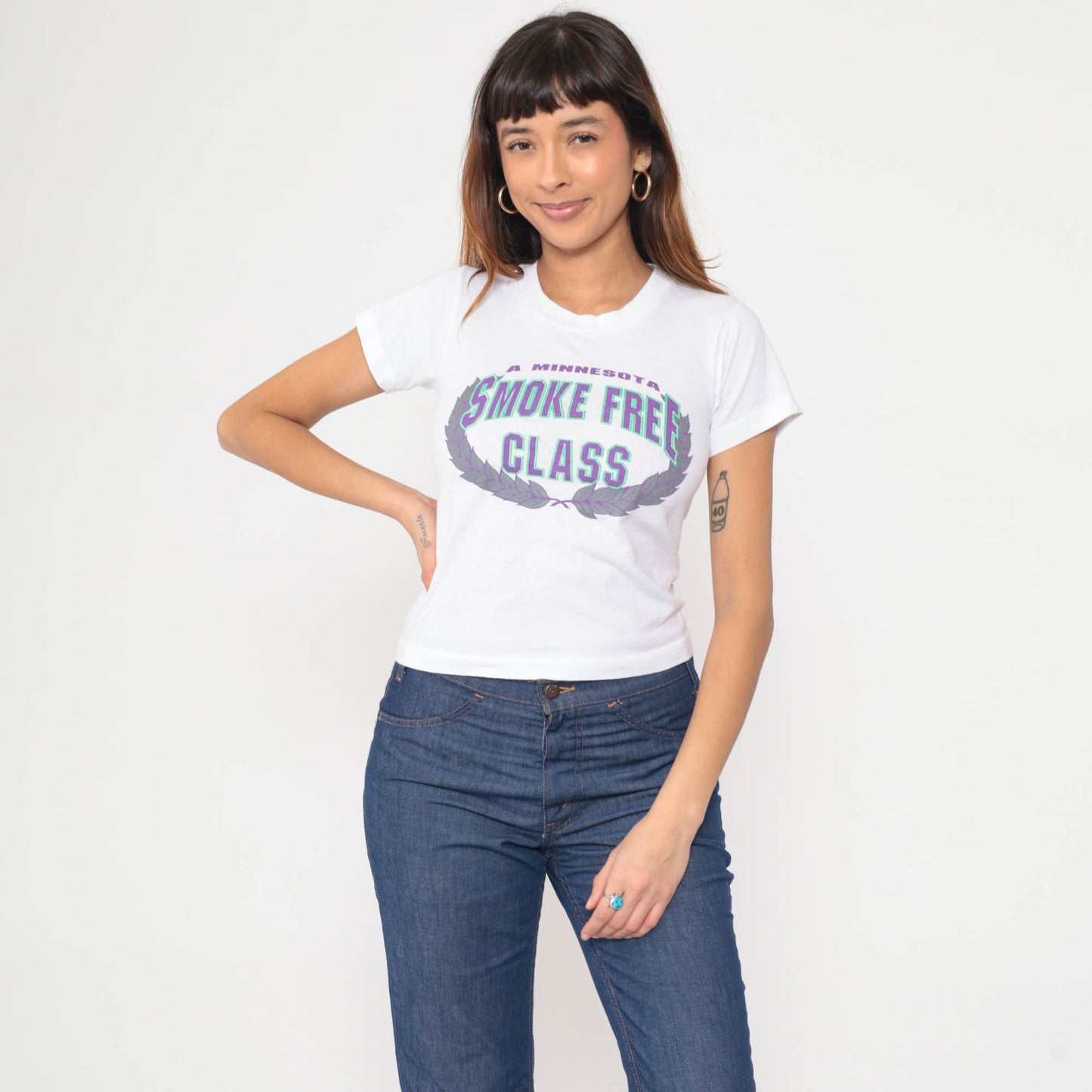90s Minnesota Smoke Free Class Graphic T-Shirt White Single Stitch XXS