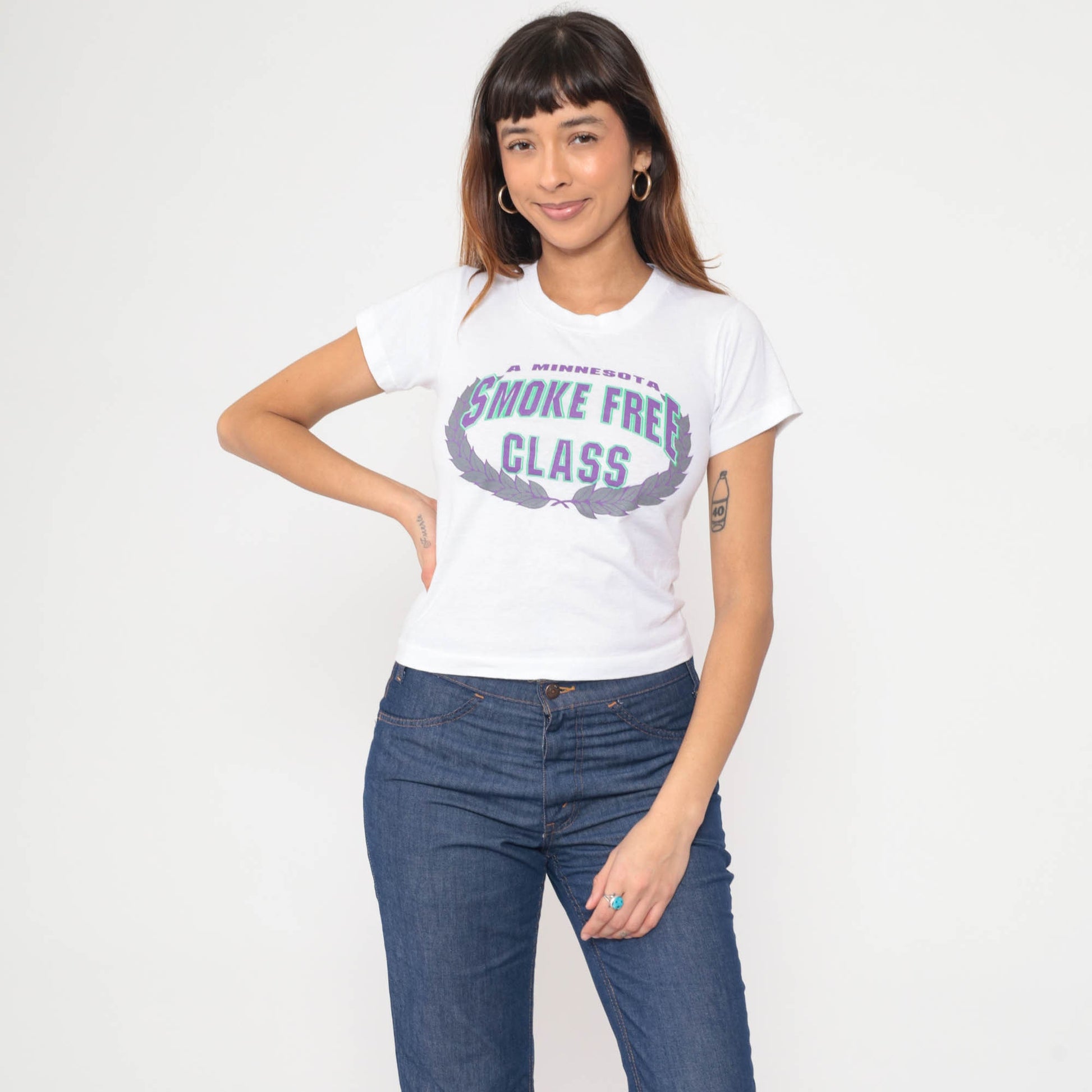 90s Minnesota Smoke Free Class Graphic T-Shirt White Single Stitch XXS