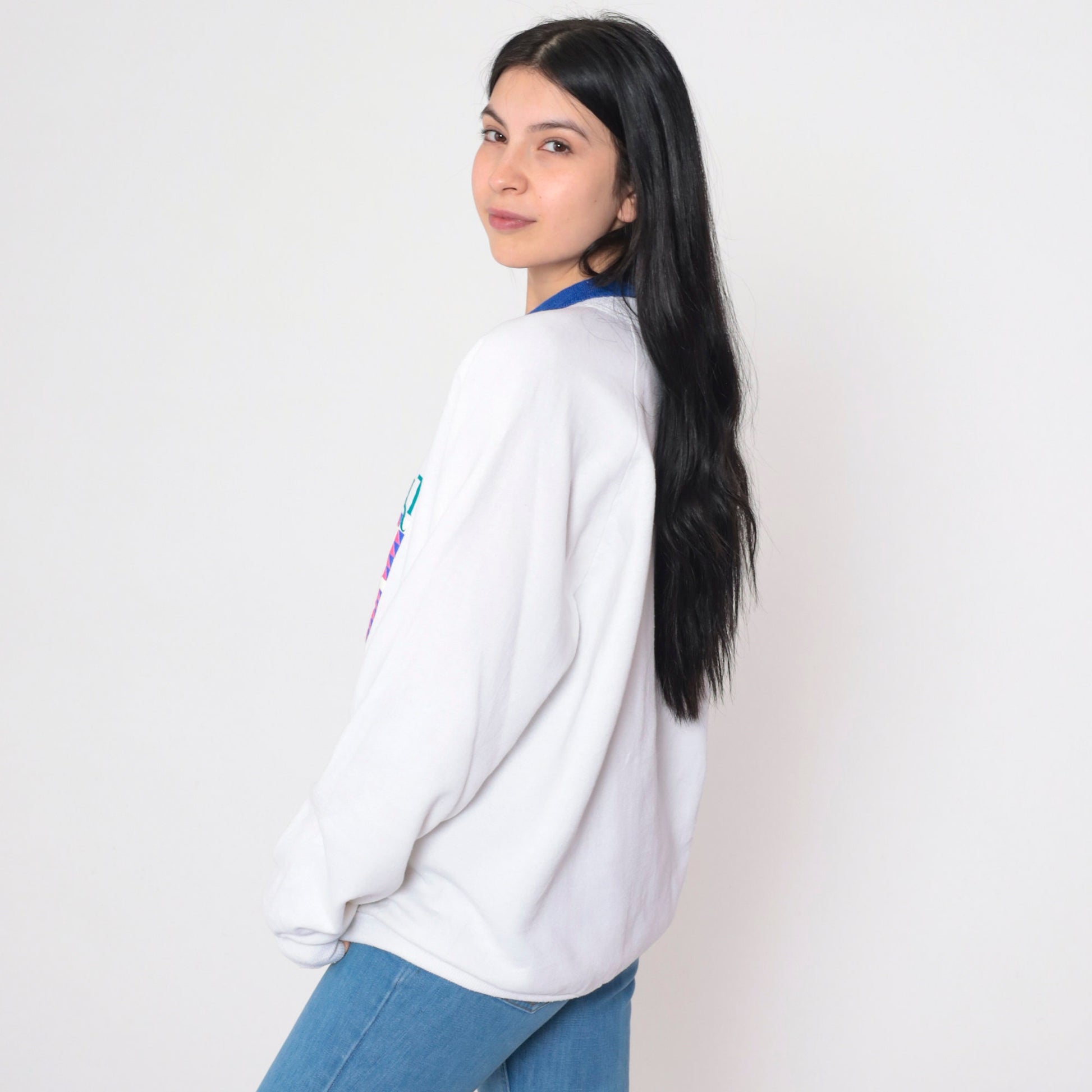90s Q is for Quilt Northfield Minnesota Raglan Sweatshirt White Collared Extra Large XL