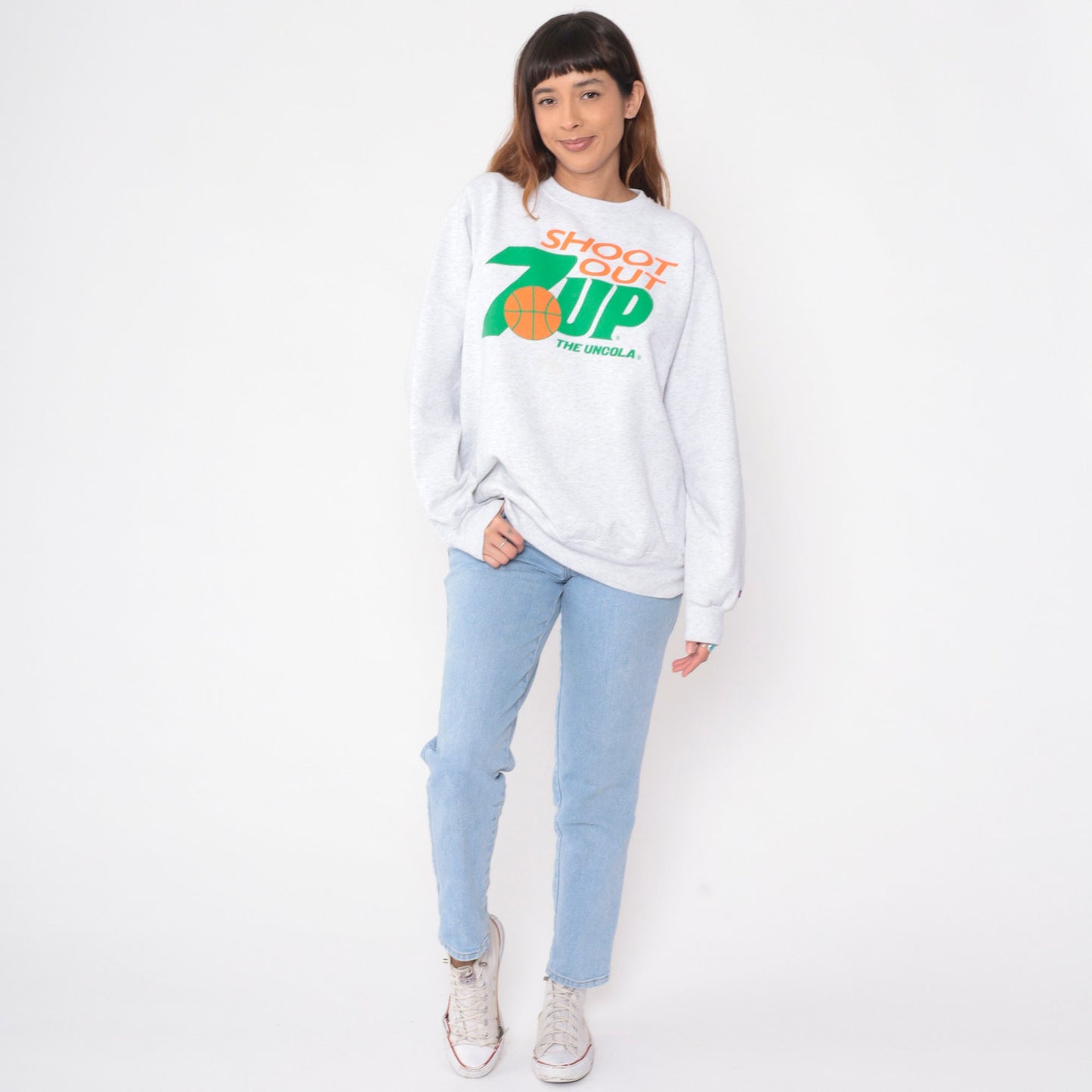 90s Champion 7UP Shoot Out Basketball Sweatshirt Heather Grey Extra Large XXL
