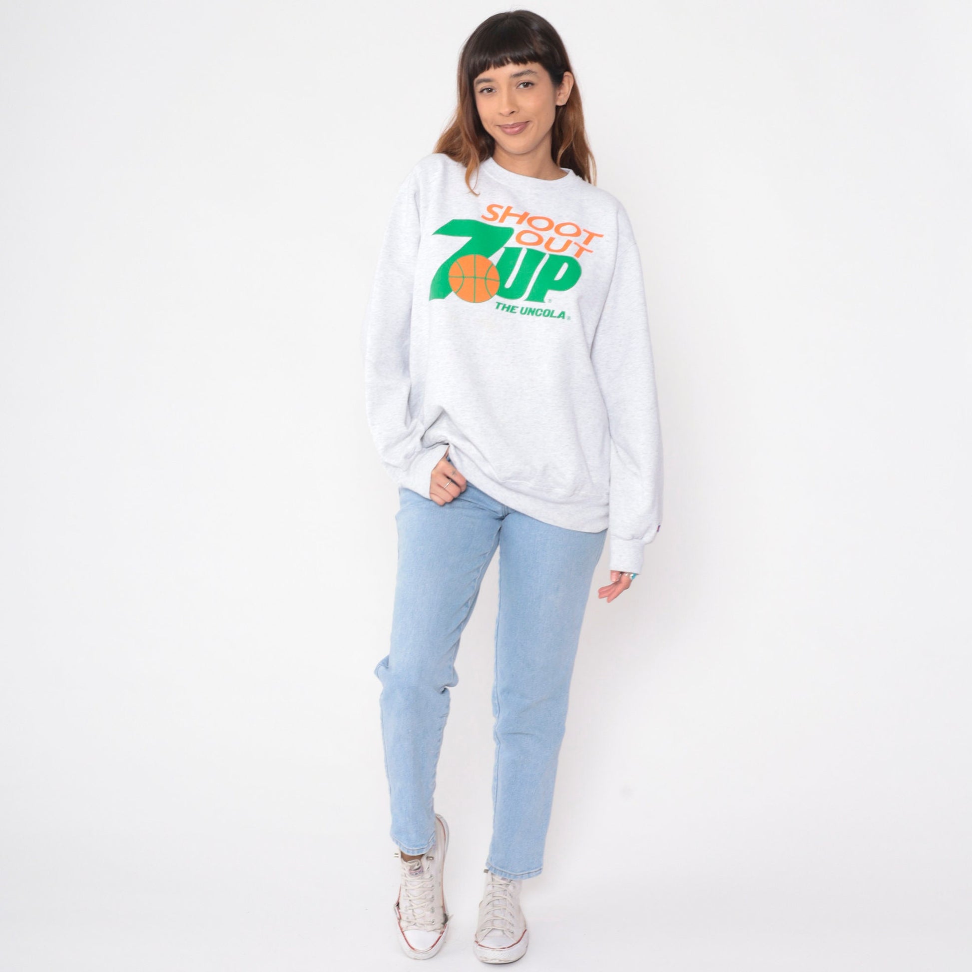 90s Champion 7UP Shoot Out Basketball Sweatshirt Heather Grey Extra Large XXL