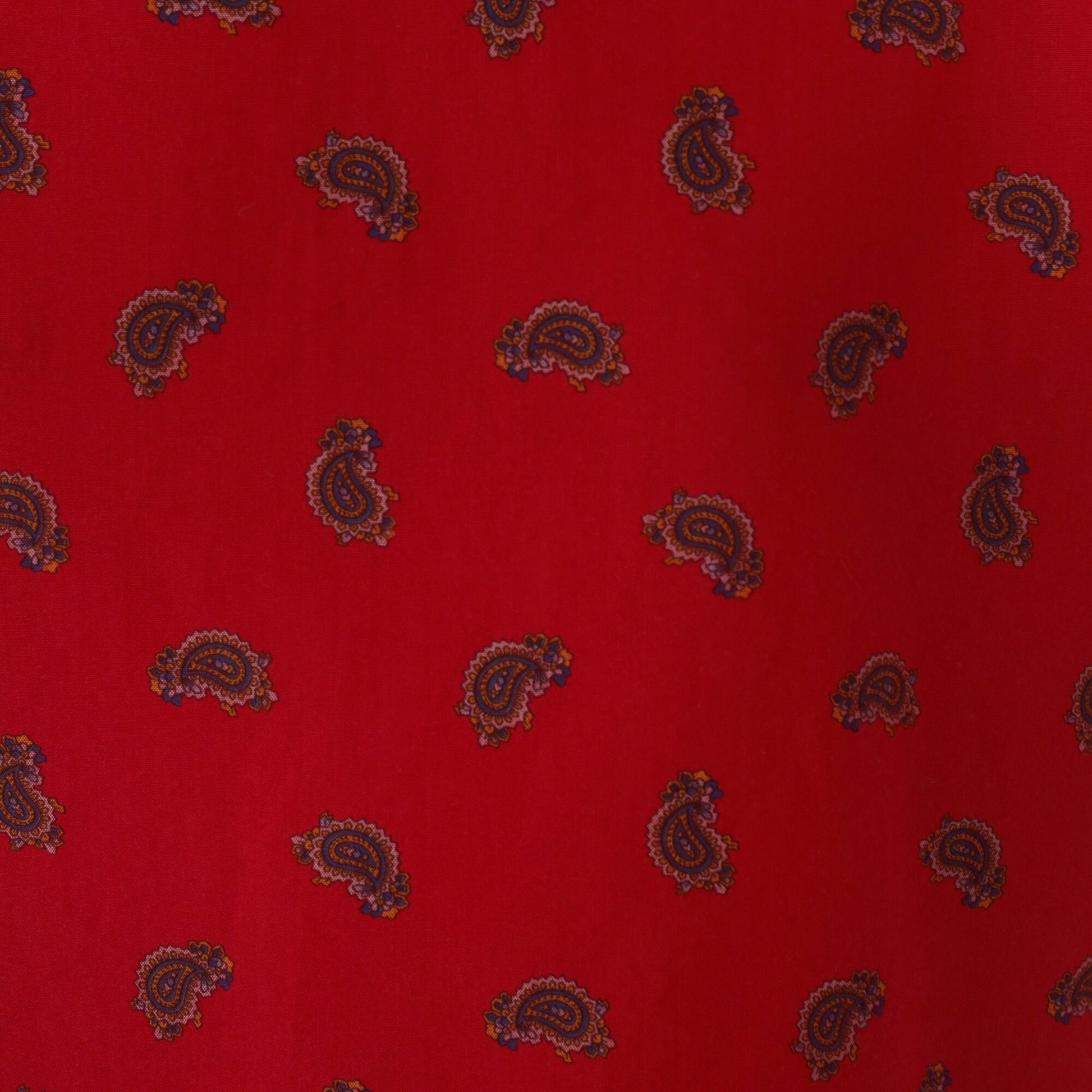 80s Red Paisley Mock Neck Blouse Back Bow Tie Long Sleeve Medium