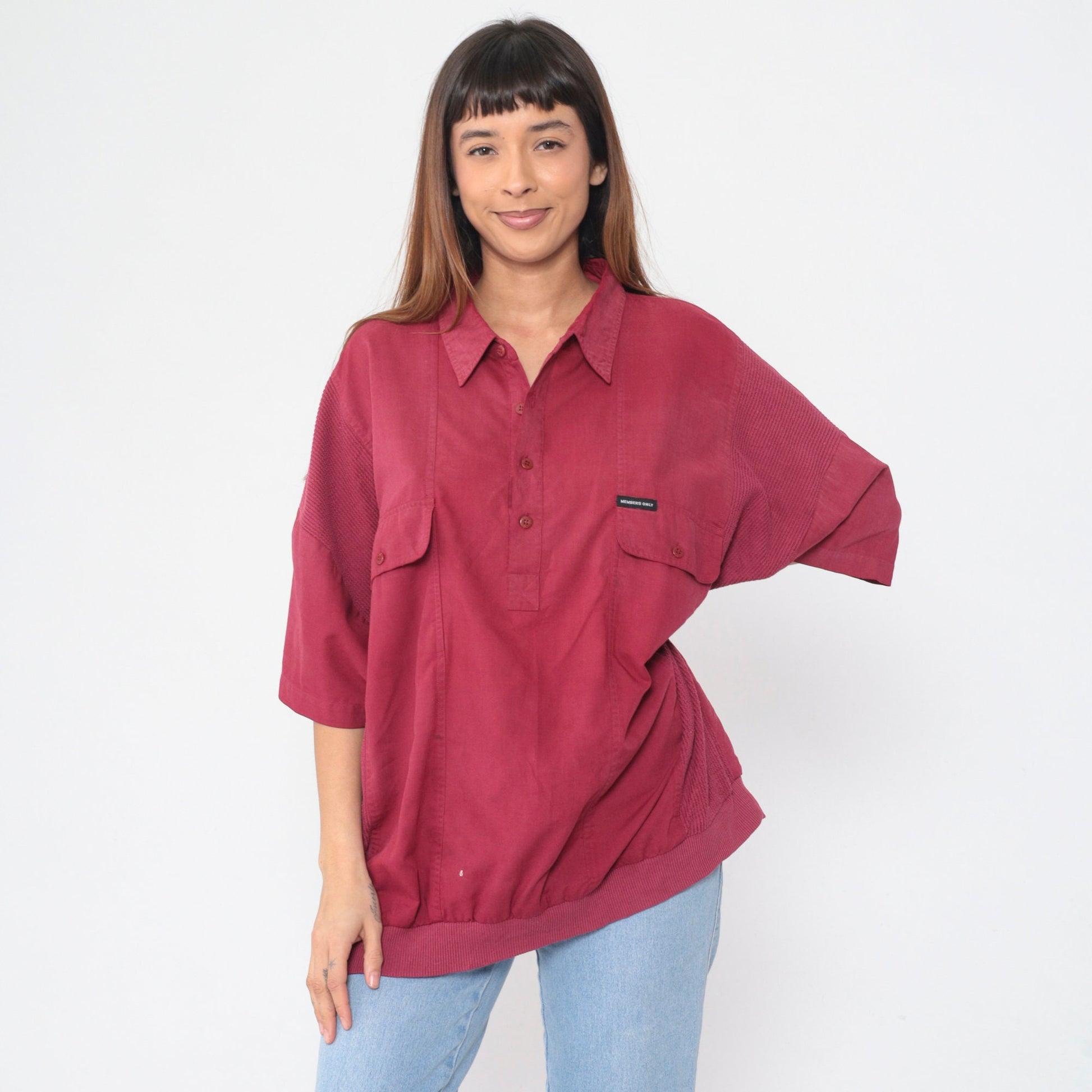 Members Only 80s Red Polo Shirt Banded Hem Short Sleeve XXL