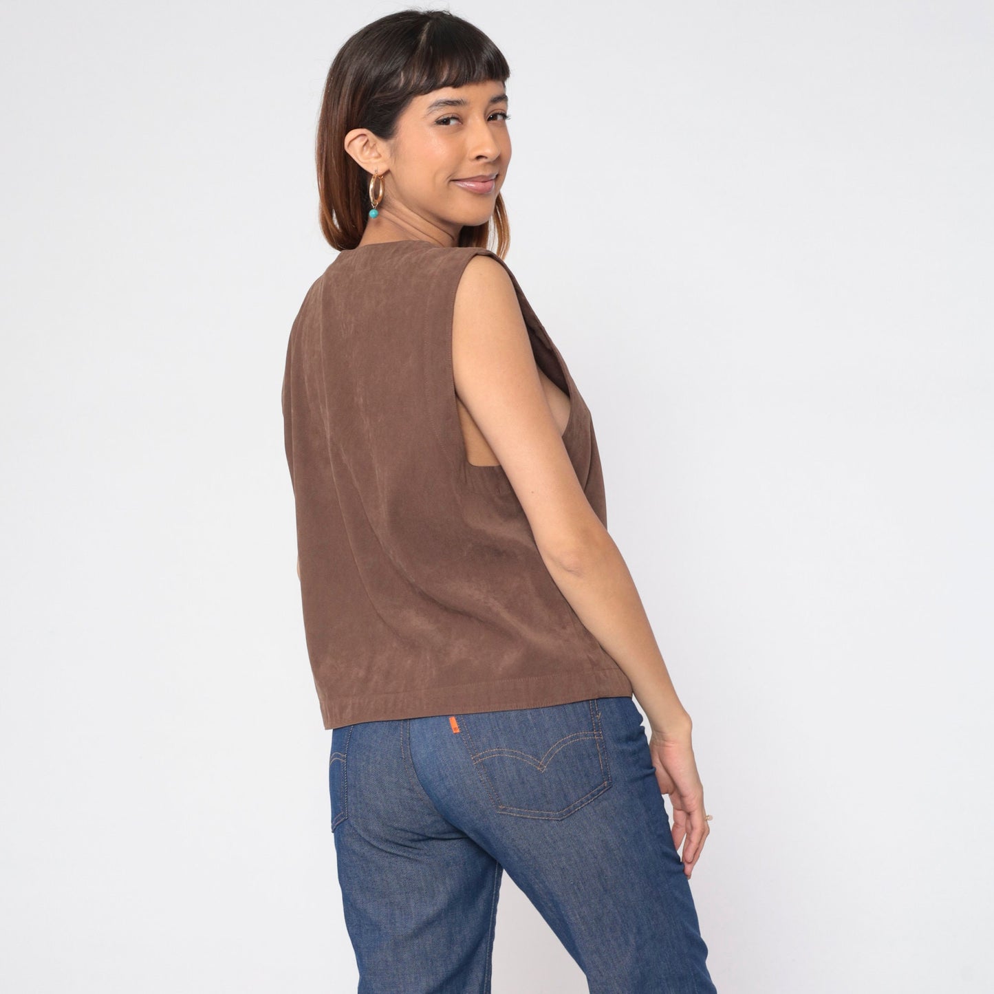 90s Orvis Brown Button-Up Vest Tank Top Large
