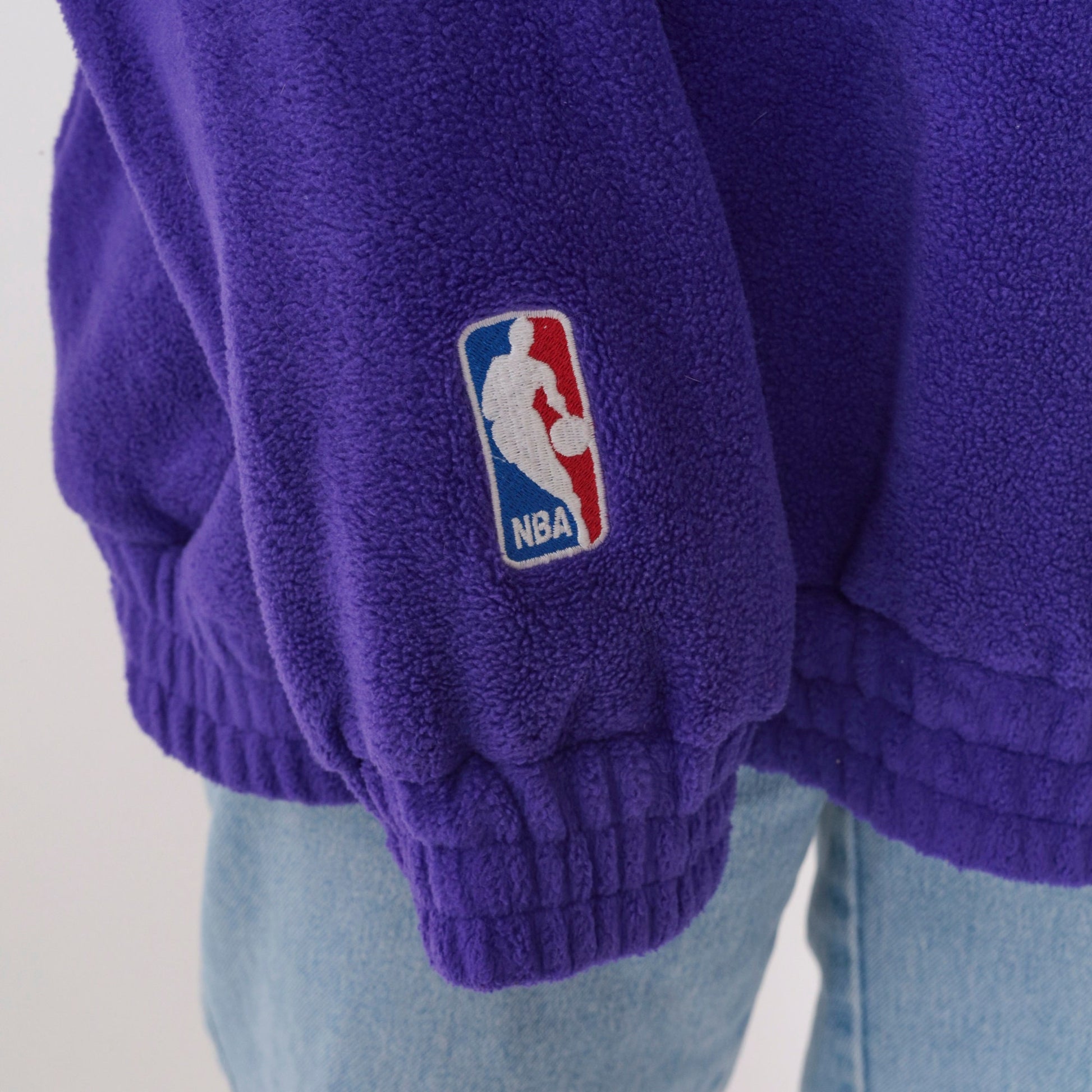 90s Utah Jazz Quarter Zip Fleece Sweatshirt Purple NBA Logo Men's XL