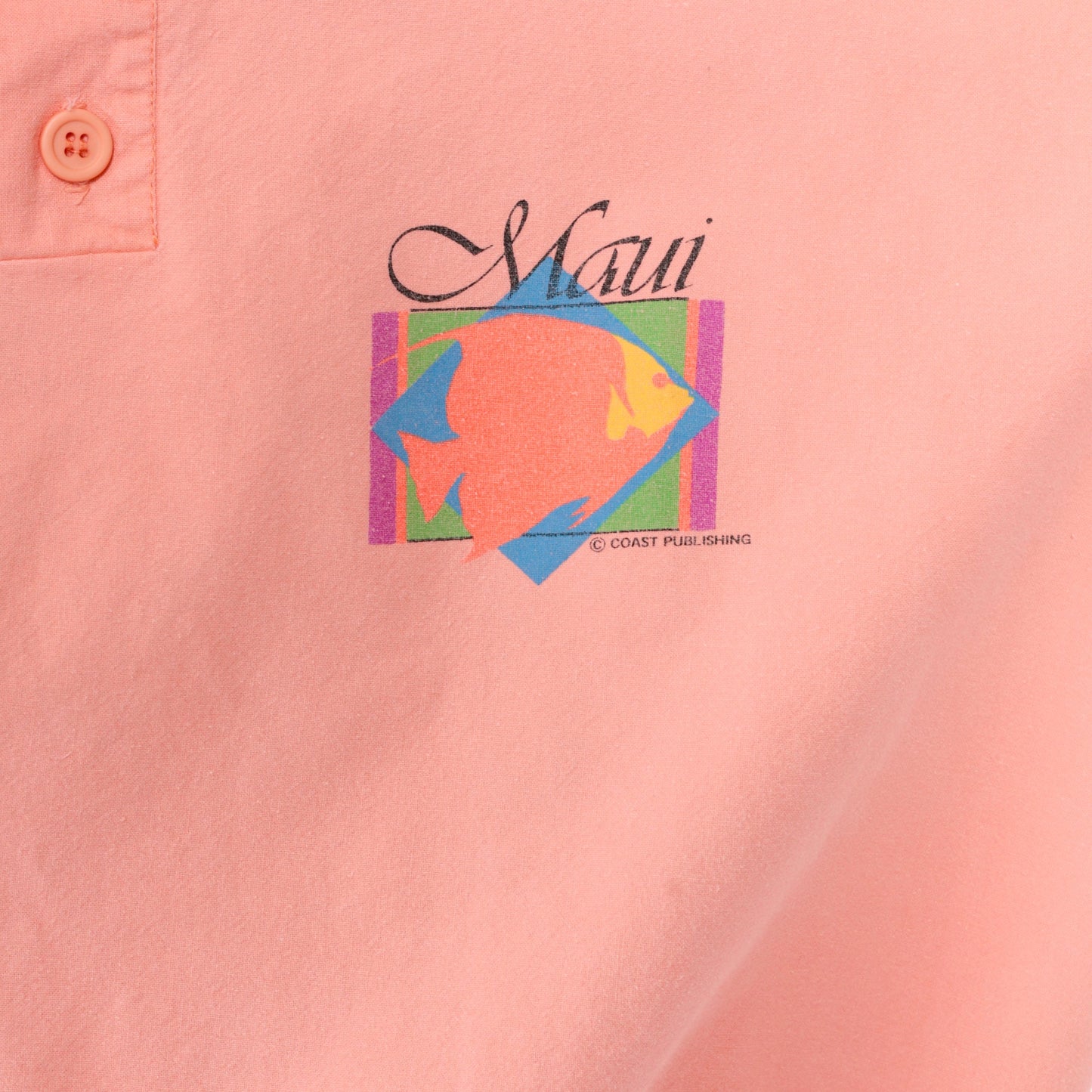 90s Crazy Shirts Maui Tropical Fish Henley Sweatshirt Peach Pink Extra Large XXL