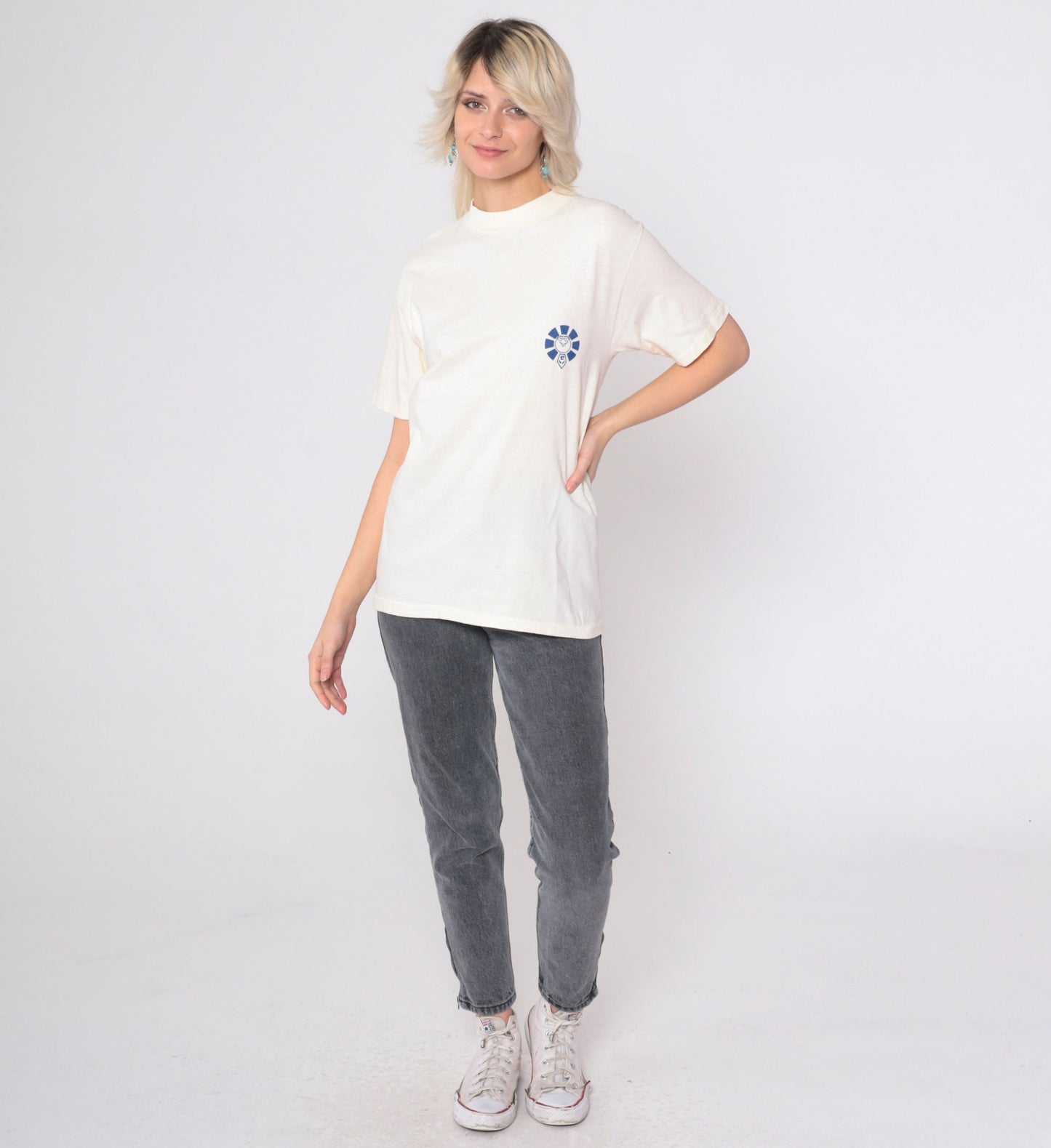 80s Japanese Shogun Graphic T-Shirt Sansei Creations Off-White Single Stitch Small
