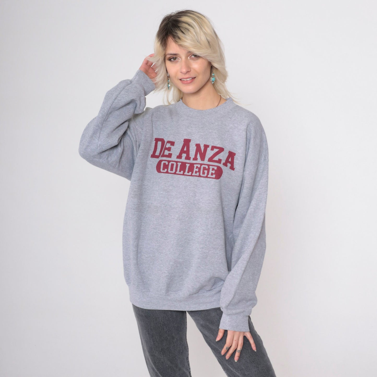 90s De Anza College Sweatshirt Cupertino California Grey Crewneck Large L