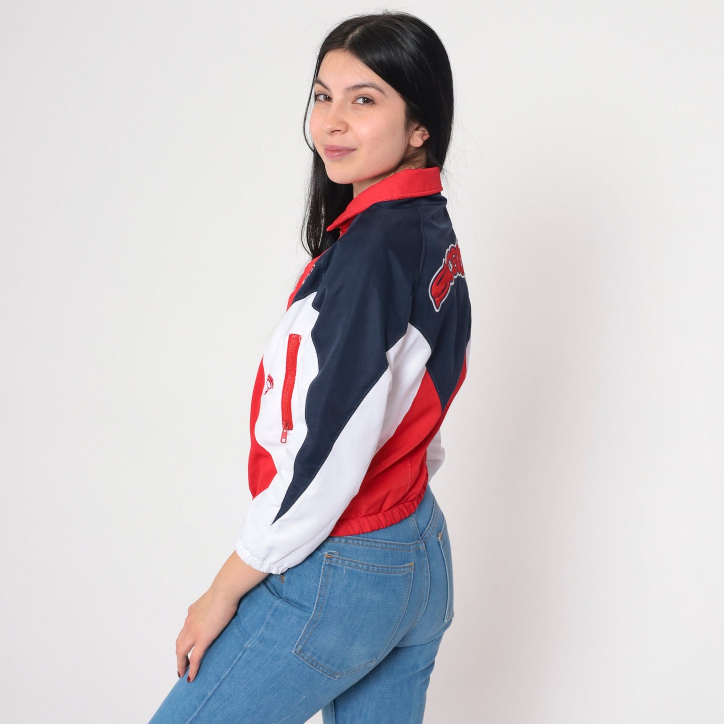 00s Scats Gymnastics Windbreaker Jacket Red White Blue Color Block Extra Small