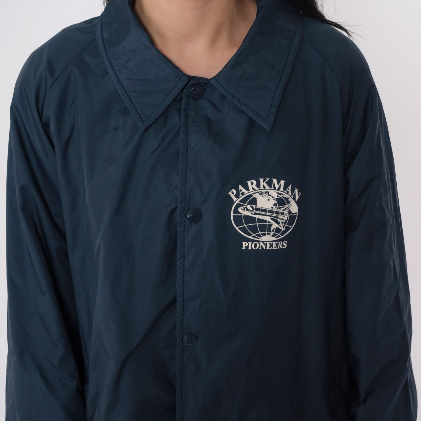 80s Parkman Pioneers Airplane Logo Navy Windbreaker Jacket Extra Large