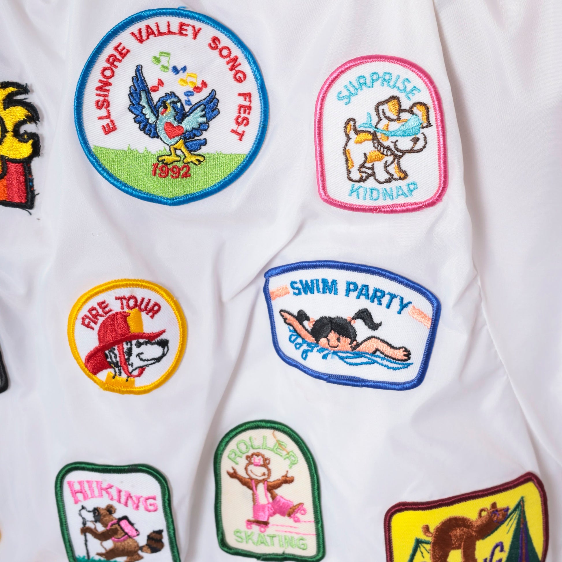 90s Girl Scout Leader White Snap Jacket Debbie Patch Nylon Large L
