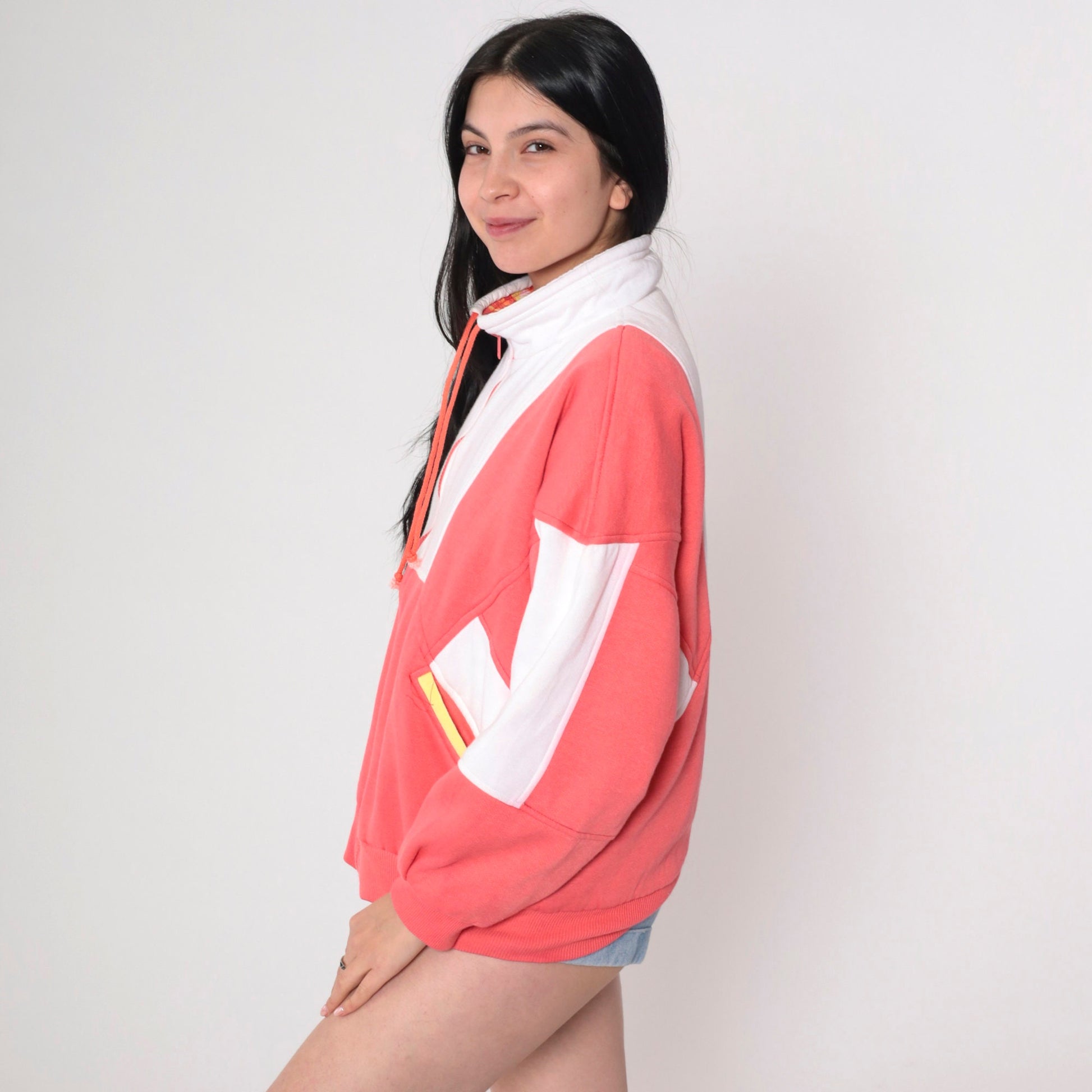 90s Aviat Sportif Reversible Windbreaker Coral Pink White Psychedelic Zip Jacket Small