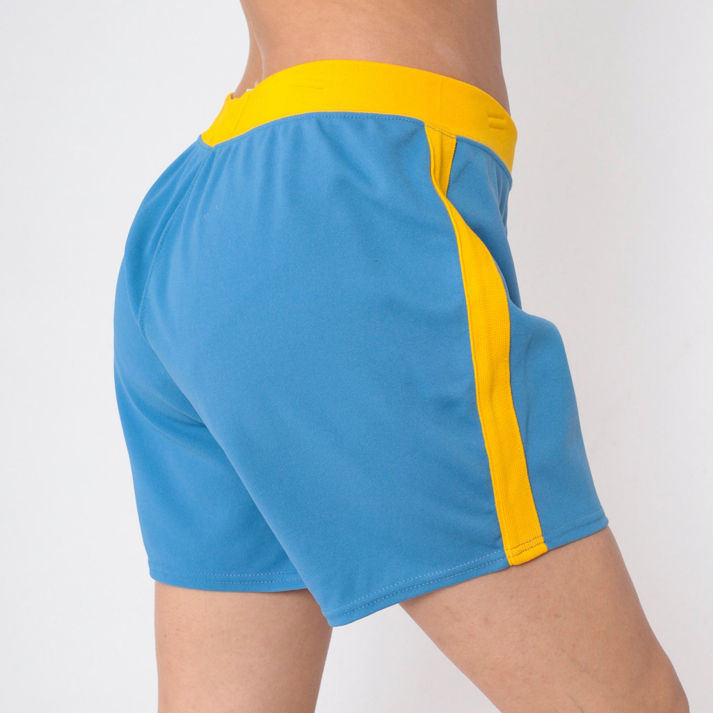 70s Speedline Running Shorts Blue Yellow Stripe High Waist Large