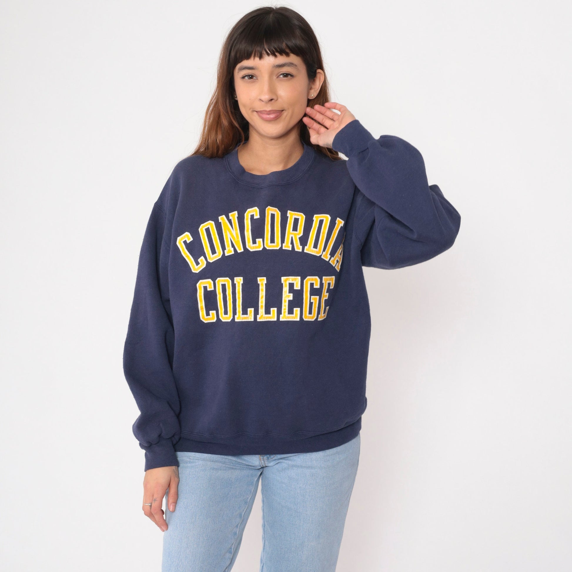 90s Concordia College Moorhead Minnesota Navy Sweatshirt Extra Large