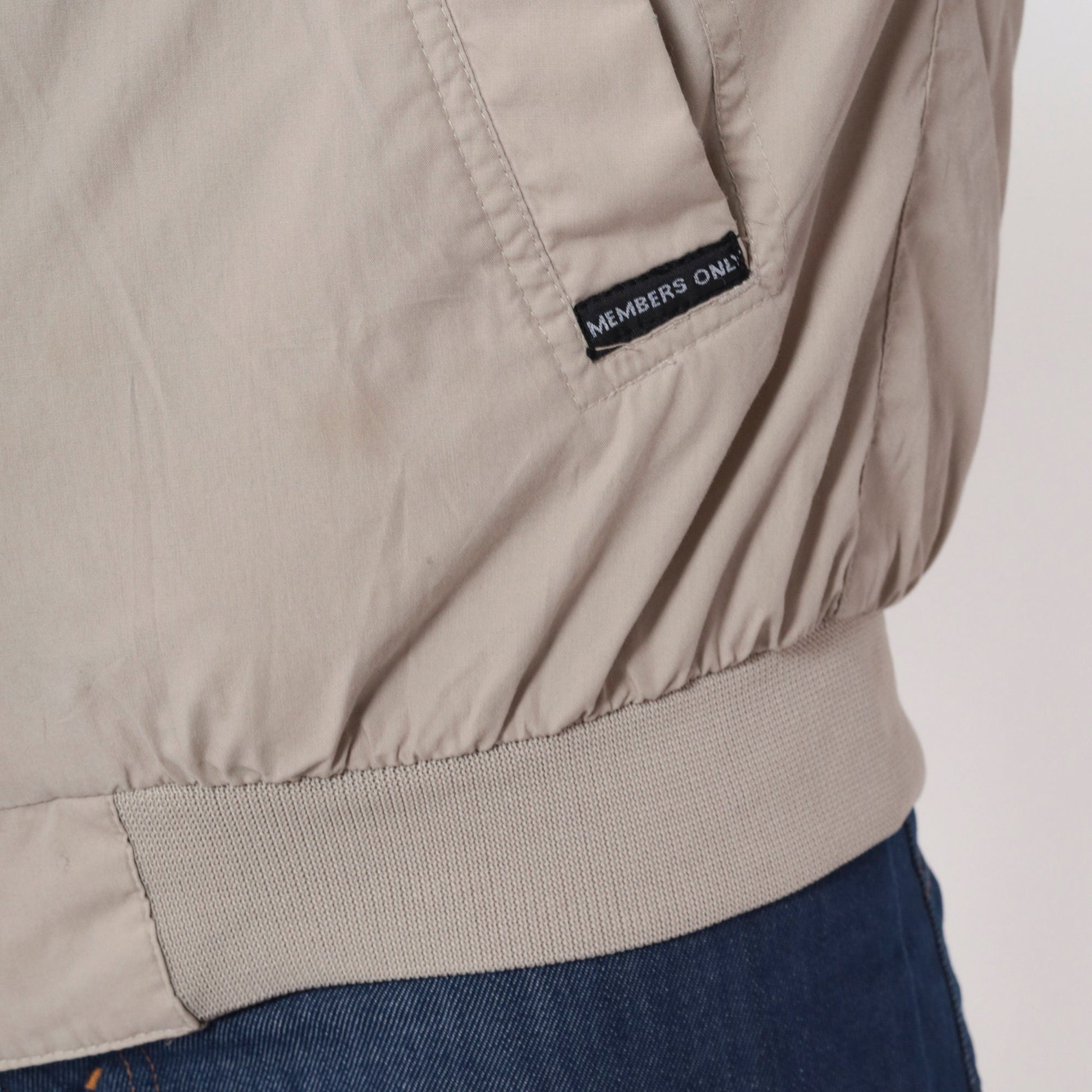 80s Members Only Reversible Windbreaker Jacket Taupe Grey Striped Medium