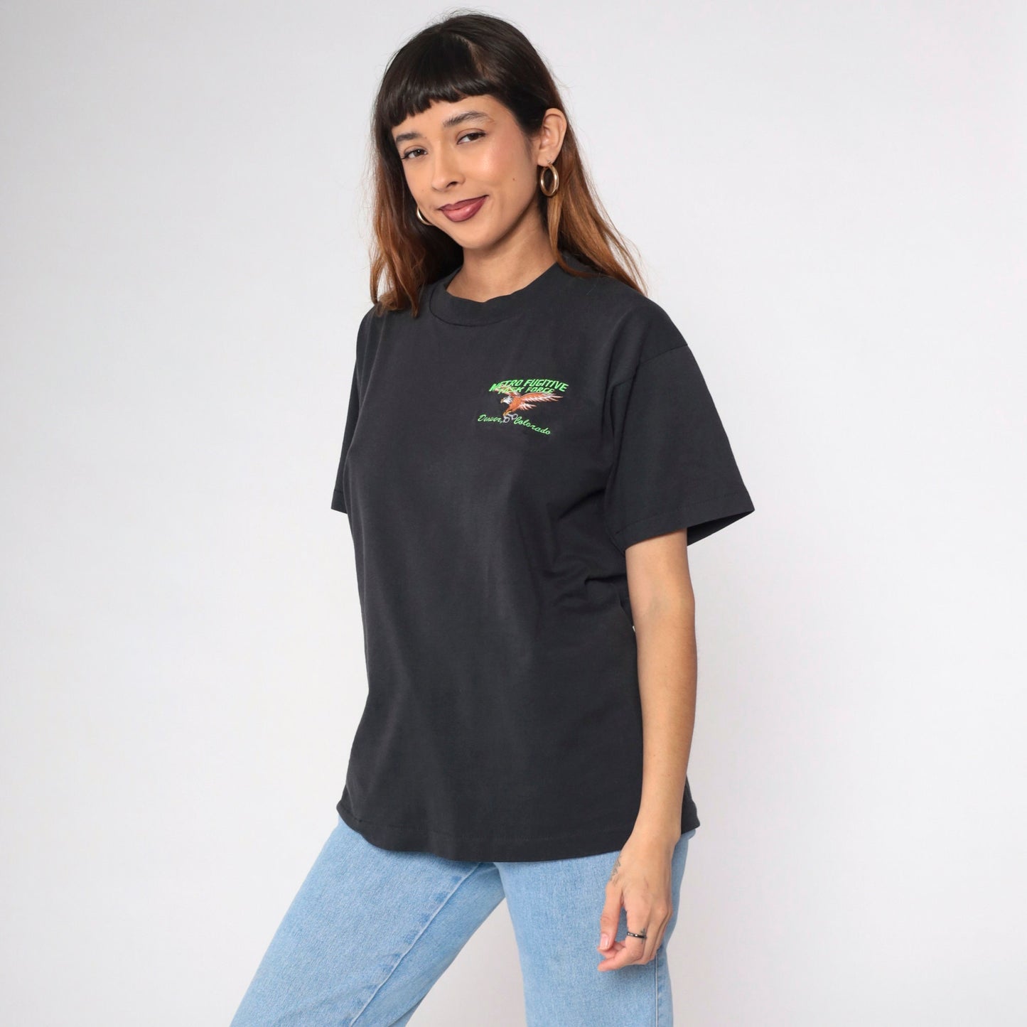 90s Metro Fugitive Task Force Denver Police Graphic Tee Black Large