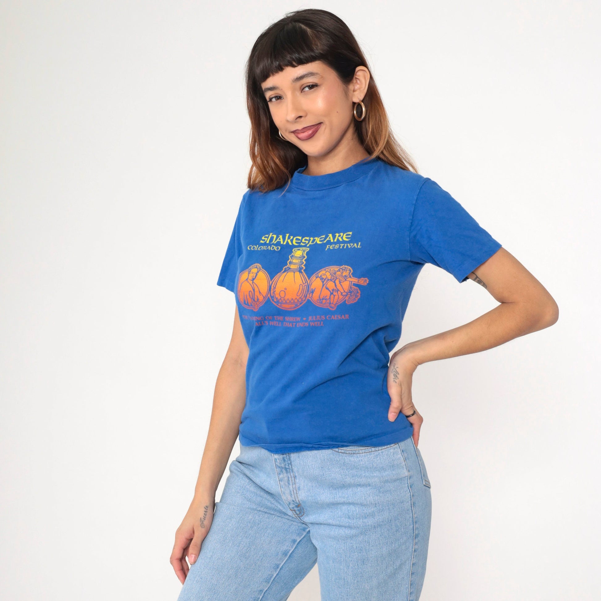 80s Colorado Shakespeare Festival Graphic T-Shirt Blue Cotton Small