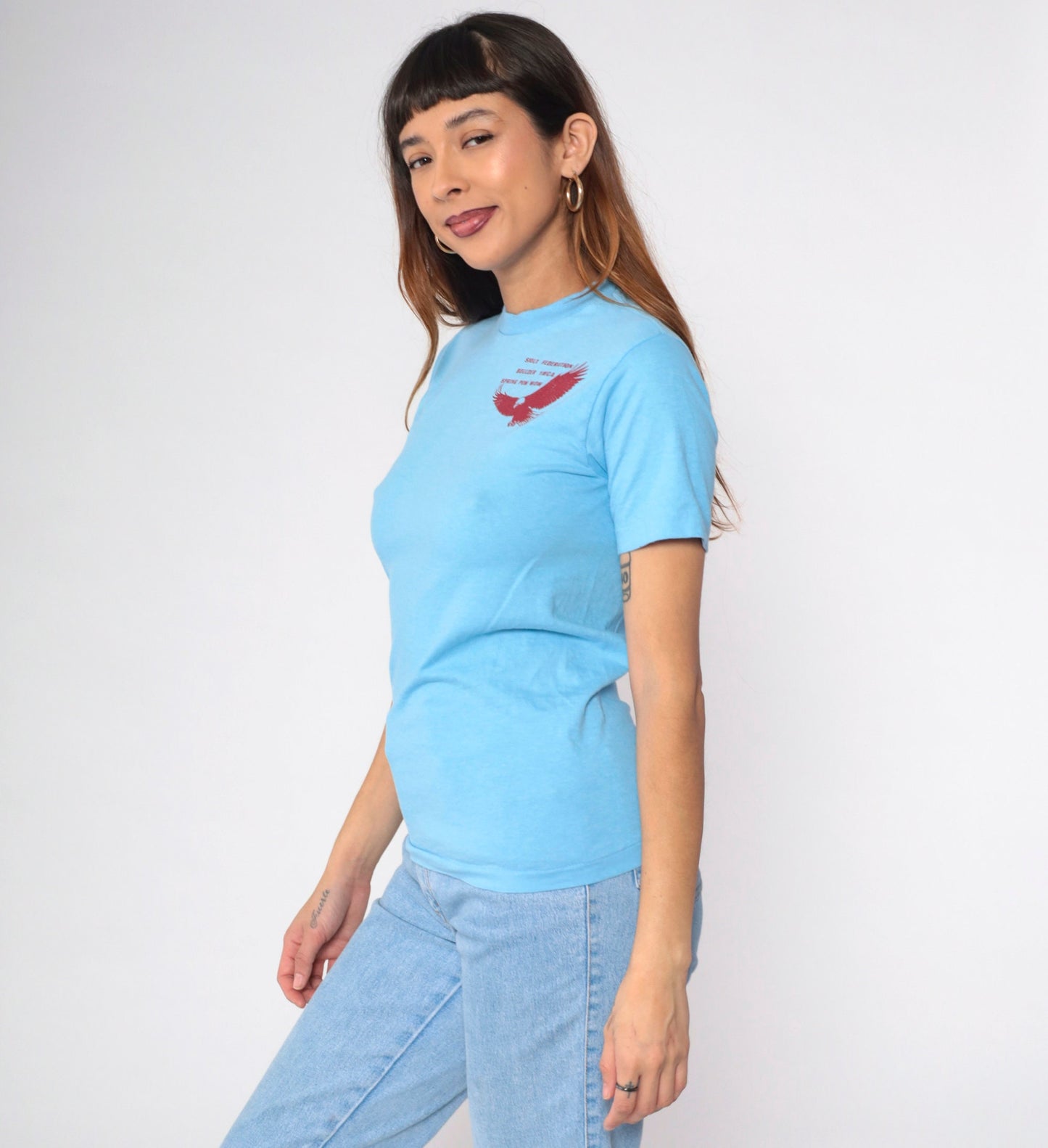 80s Sioux Federation Boulder YMCA Spring Pow Wow Graphic Tee Eagle Print XS