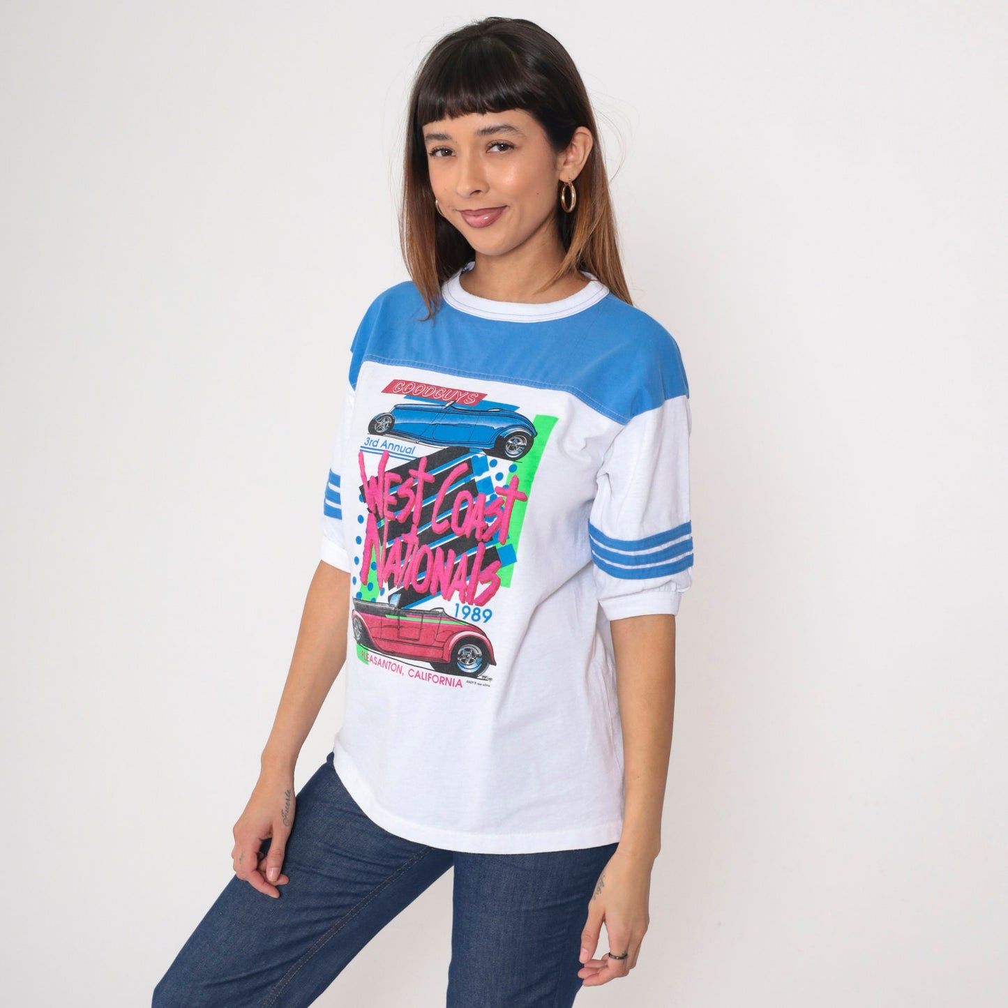 80s Hot Rod Ringer Tee Goodguys 3rd Annual West Coast Nationals Graphic Medium