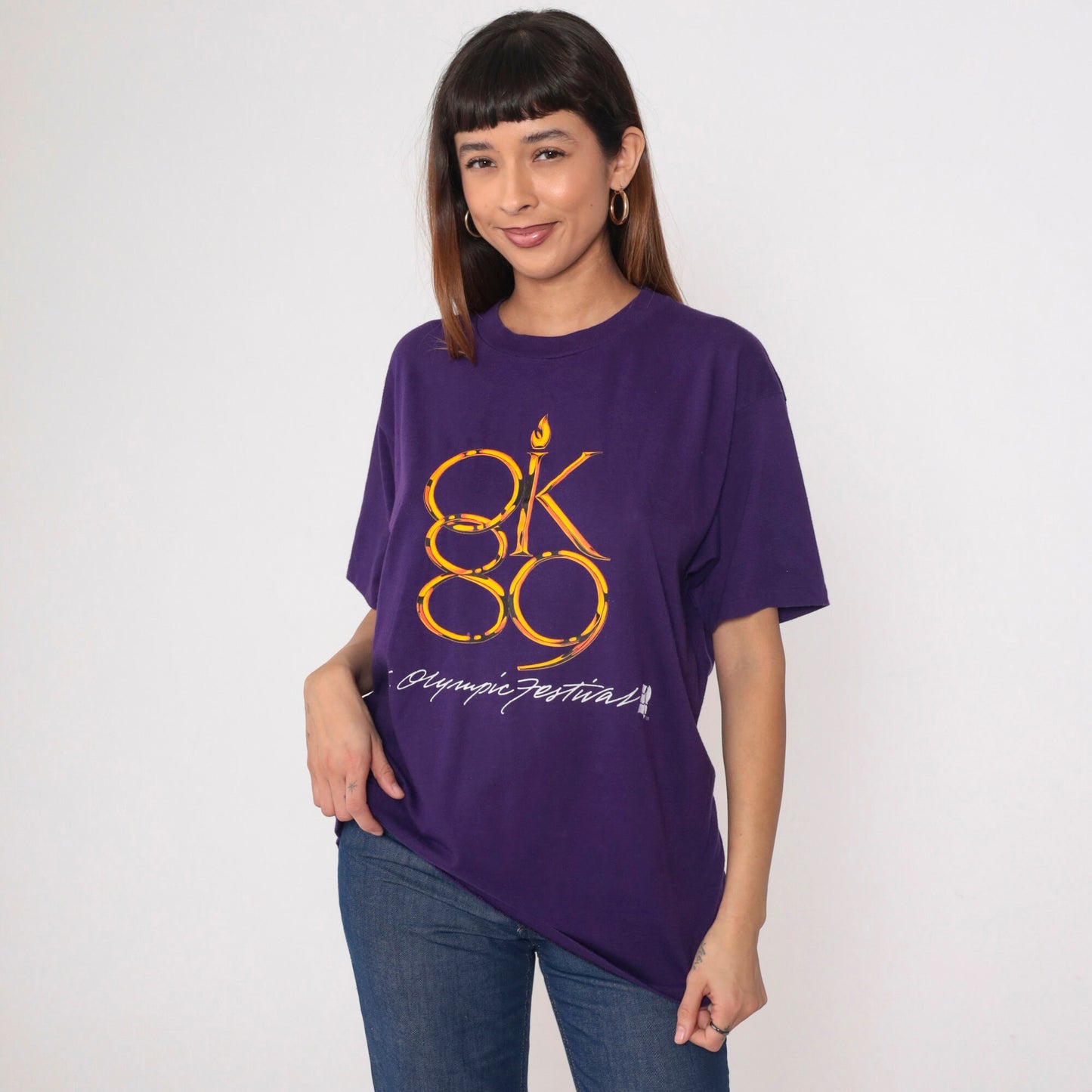 80s Oklahoma City 1989 Sports Festival Graphic Tee Purple Large